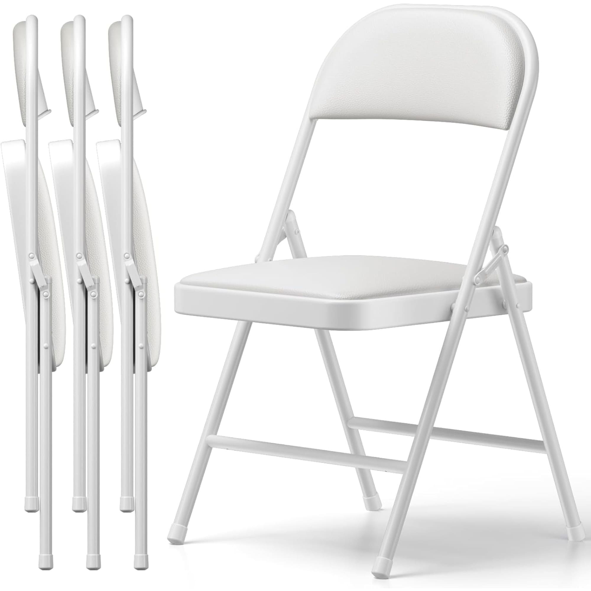 Yardgrace - 4 Pack Metal Frame Padded Folding Chairs Indoor Outdoor Dining Chair 330lb Weight Cap
