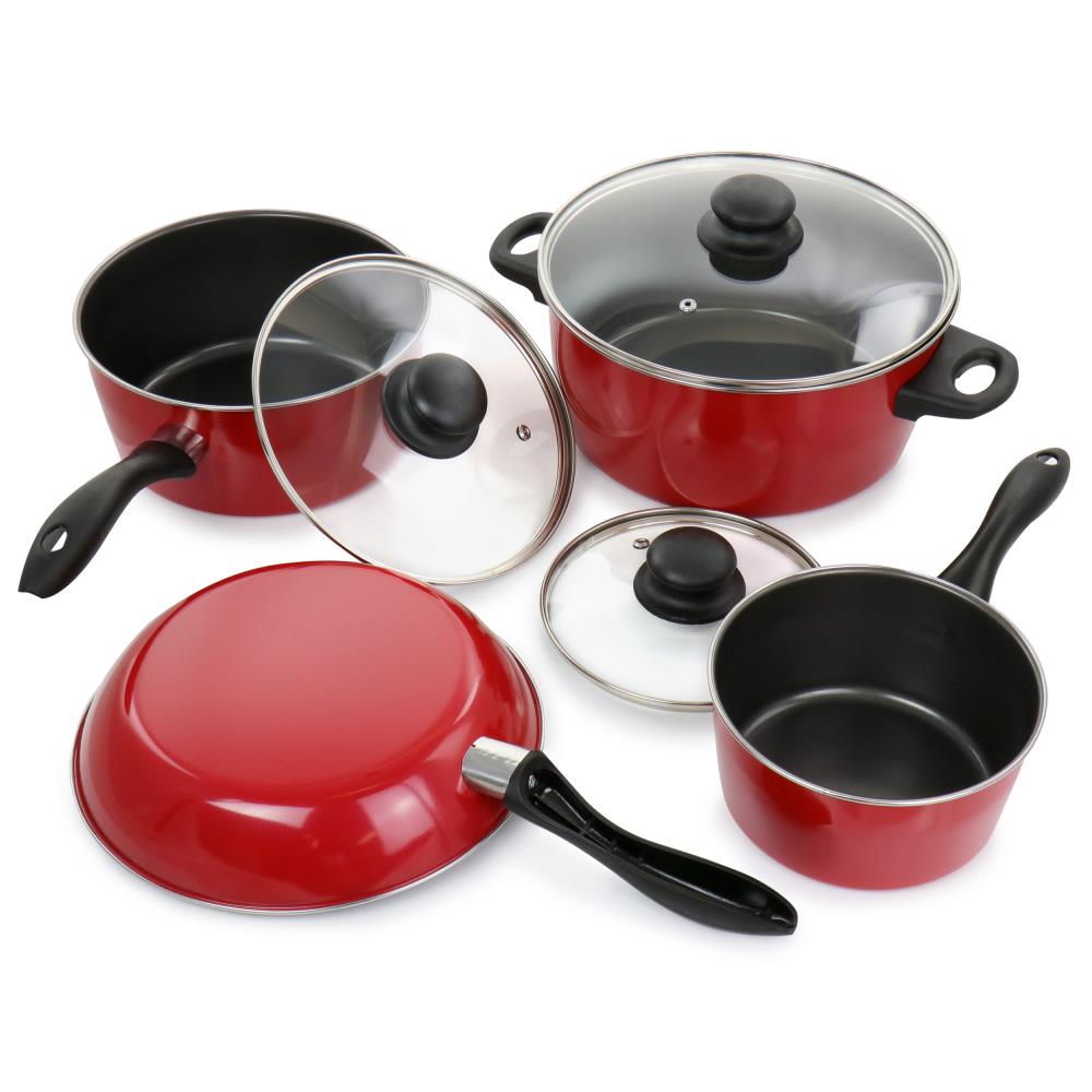 11-Piece Red Non-Stick Cookware Set