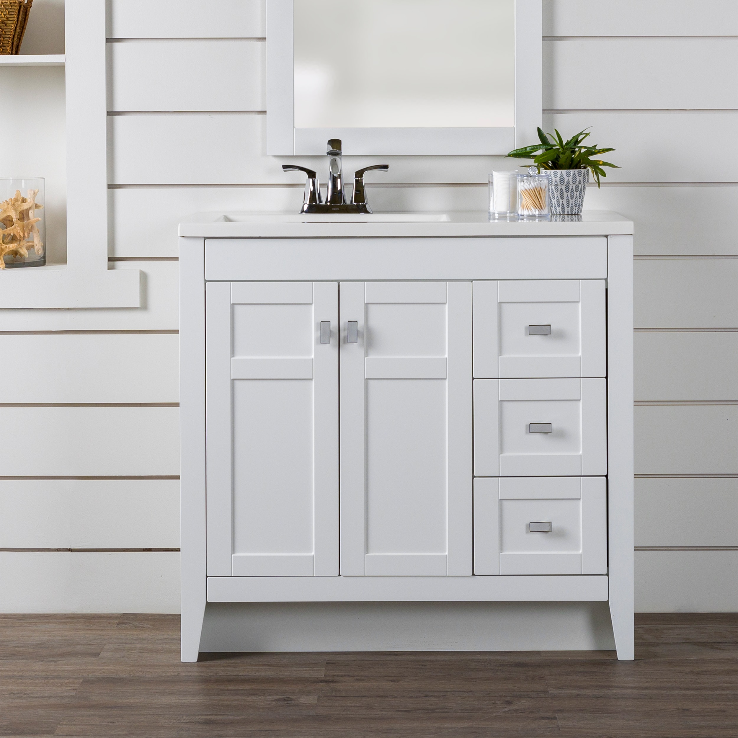 White Single sink Bathroom Vanities at Lowes.com