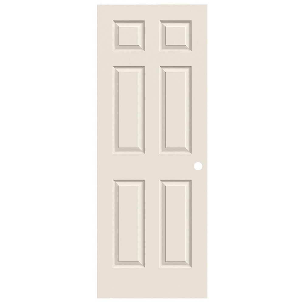 JELD-WEN Colonist 30-in x 80-in 6-panel Textured Hollow Core Primed Molded Composite Slab Door with Lockset Bore