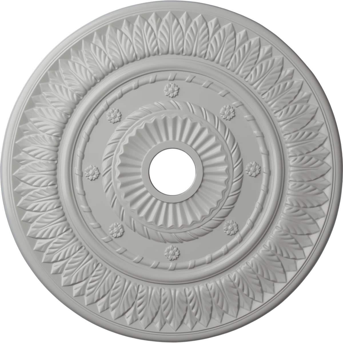 Ekena Millwork CM26LFFRF Leaf 26.75-in W x 26.75-in L Painted Frost Polyurethane Whole Ceiling Medallion