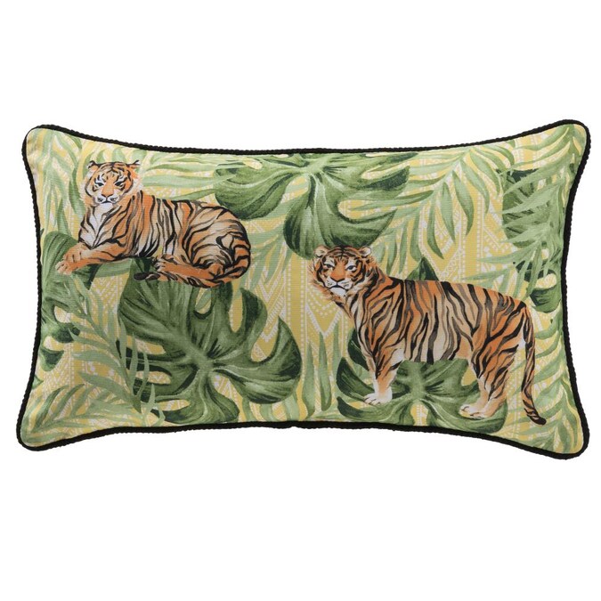 Allen Roth Animal Print Yellow Orange And Green With Leaves Geo Rectangular Lumbar Pillow In The Outdoor Decorative Pillows Department At Com - Allen And Roth Patio Pillow