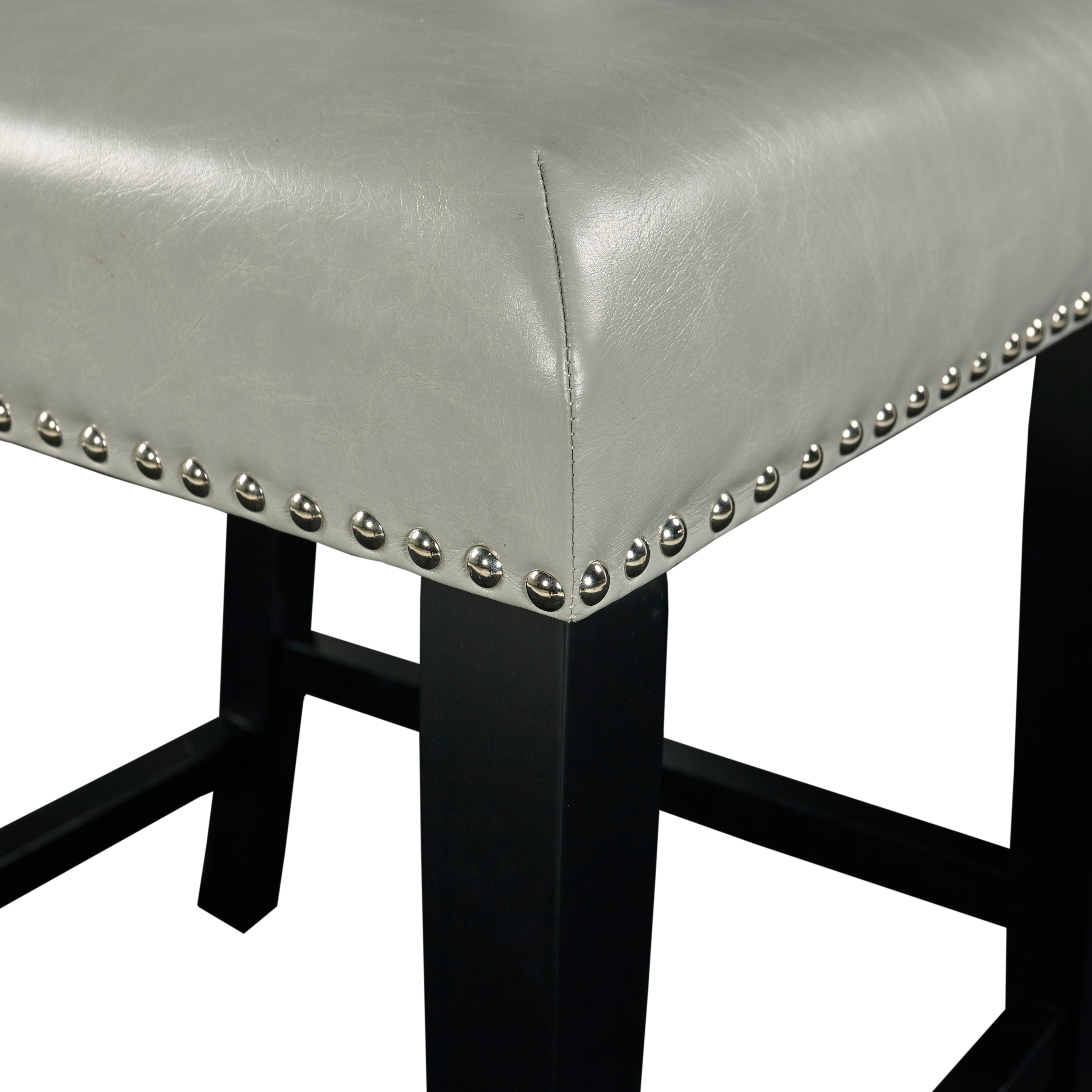 Dove Gray Faux Leather 24" Contemporary Counter Stool with Nailhead Trim