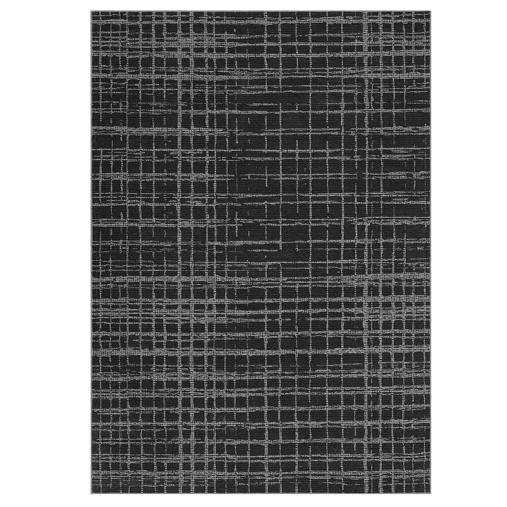 WhizMax SUNNY-PHK-33NG4T6H 5 x 7 ft Polyester Black Rectangular Living Room Bedroom Dining Room Geometric Checkered Modern Machine Washable Area Rug