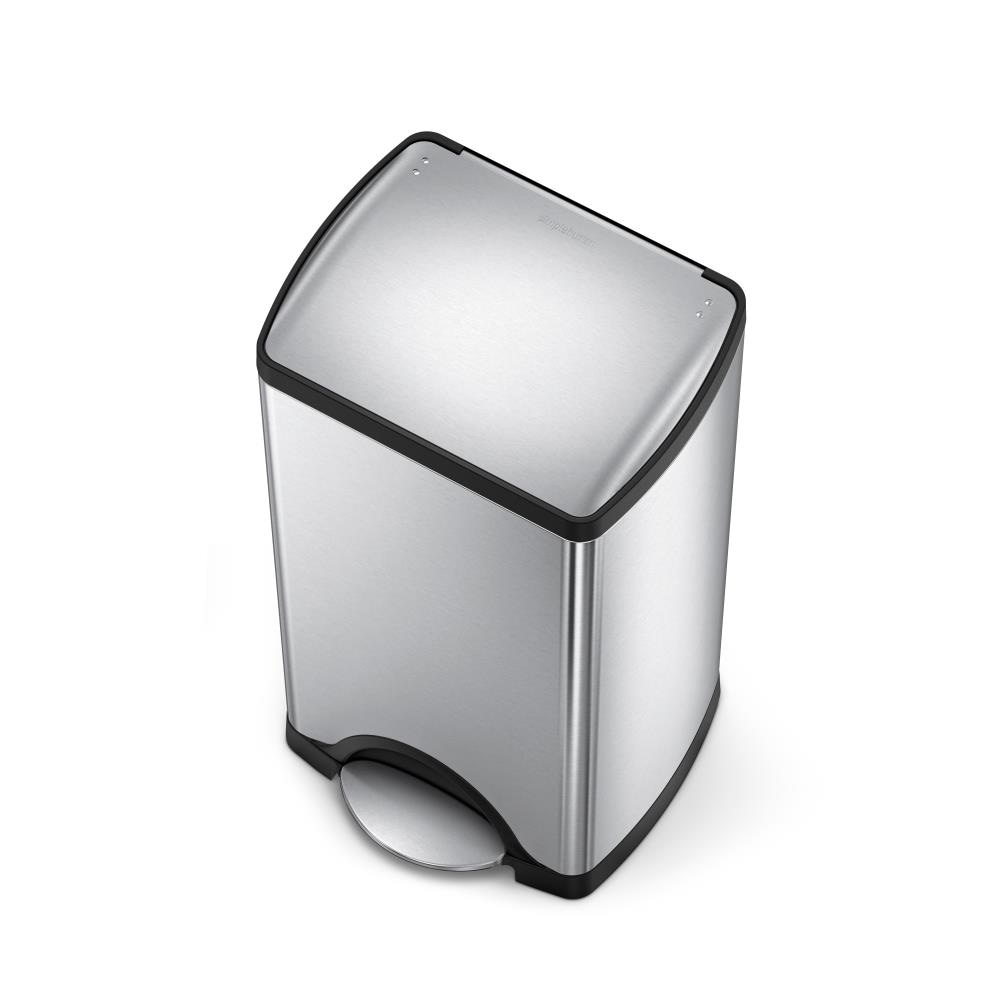 simplehuman 7.93-Gallons Brushed Stainless Steel Kitchen Can with Lid in the Trash Cans department at Lowes.com