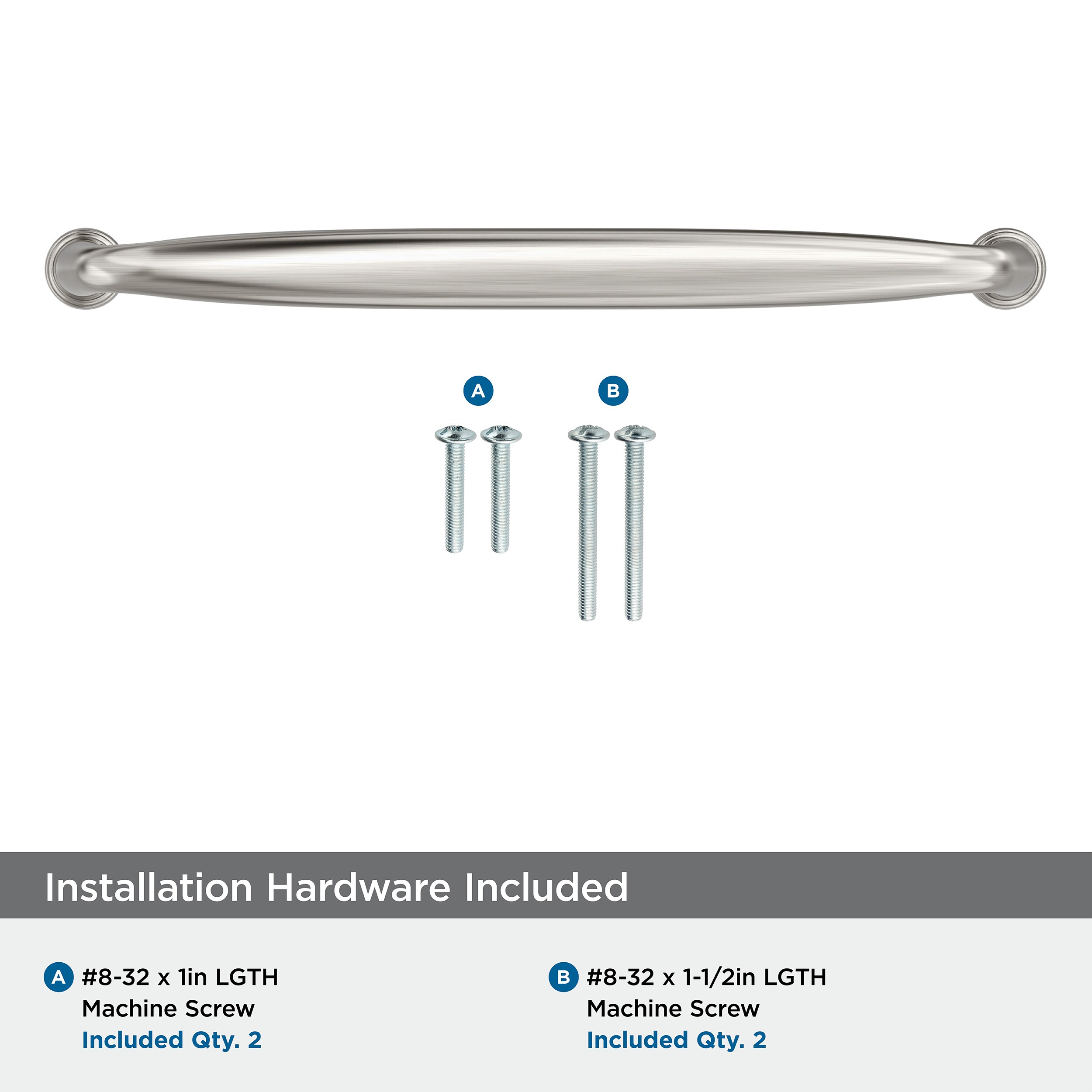 Satin Nickel Brushed Bar Cabinet Pull with Mounting Hardware