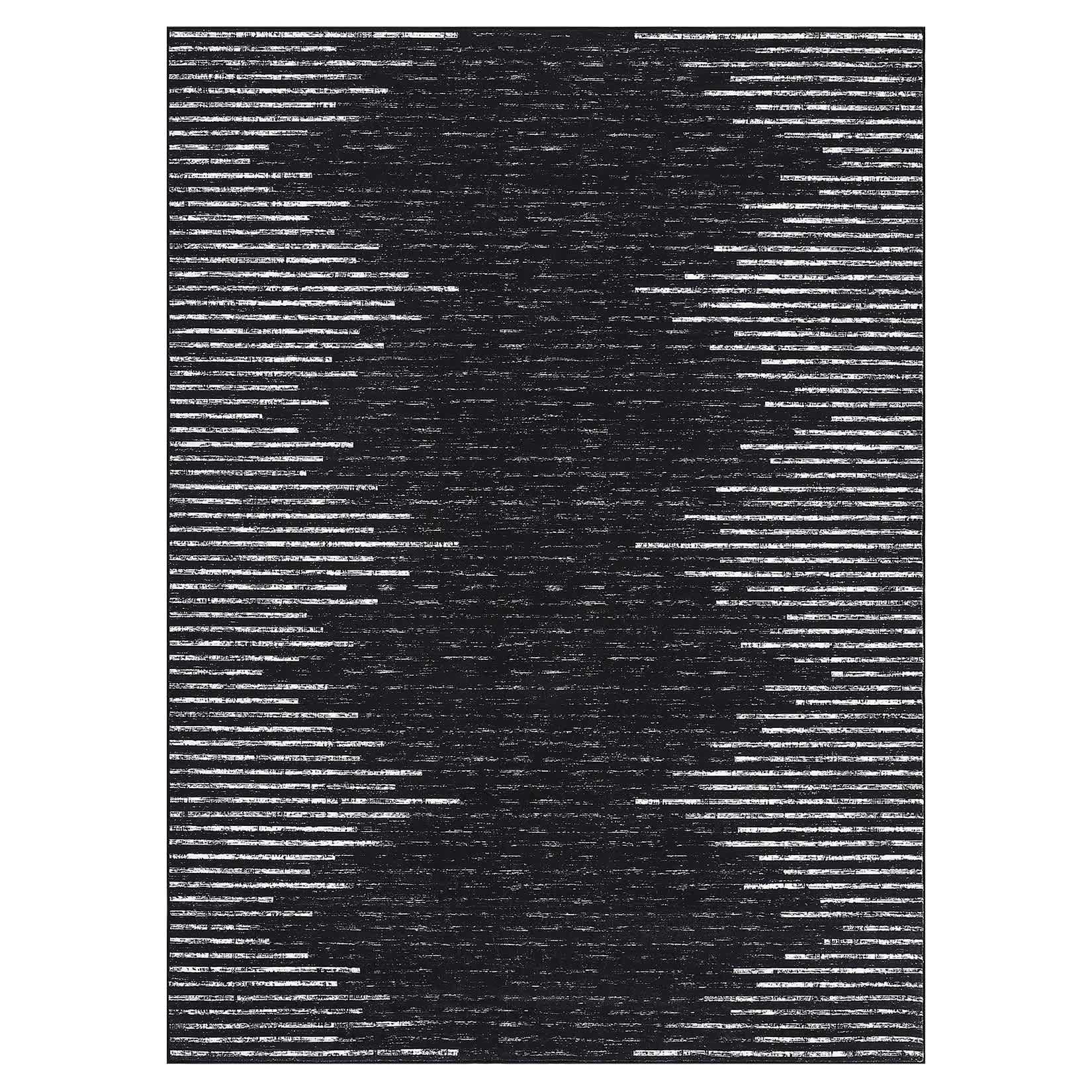 WhizMax SUNNY-PHO-166K5C9Q Black Modern 2 x 6(ft) Rectangular Washable Indoor Soft Non Slip Geometric Runner Rug with Stripped Lines