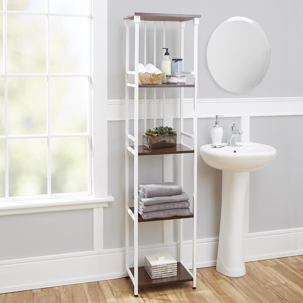 Mix ed Material Bathroom Collection White 5-Tier Steel Freestanding ...