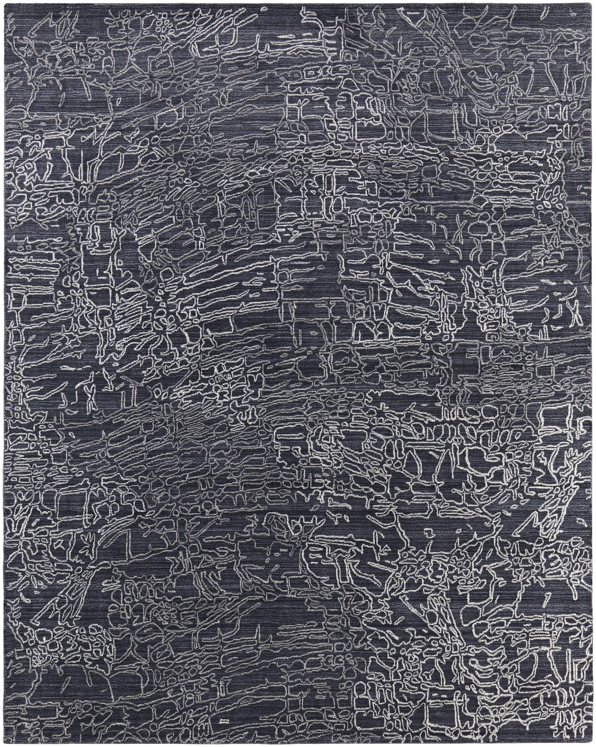 Room Envy WTNR8891NVYIVYE10 5 x 8 (ft) Loomed Rayon Black/Gray/Ivory Rectangular Indoor Abstract Area rug
