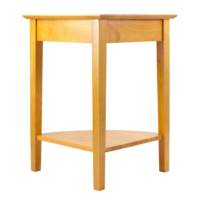 Winsome Wood Studio Honey End, Triangle Corner End Table With Storage