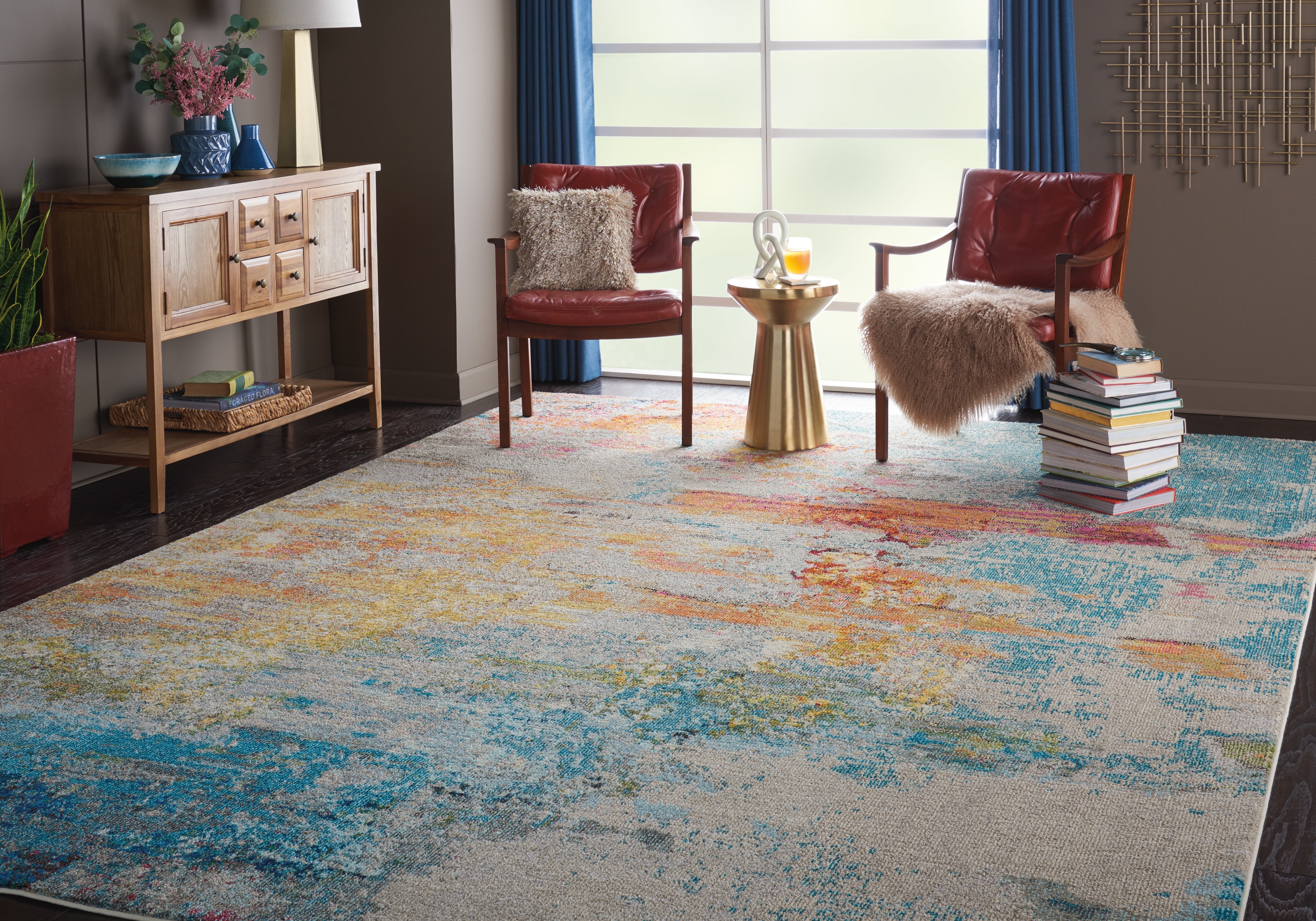 Nourison 99446326522 Celestial 7 x 10 (ft) Loomed Polypropylene Multiple colors/finishes Rectangular Indoor Distressed/Overdyed Vintage Area rug