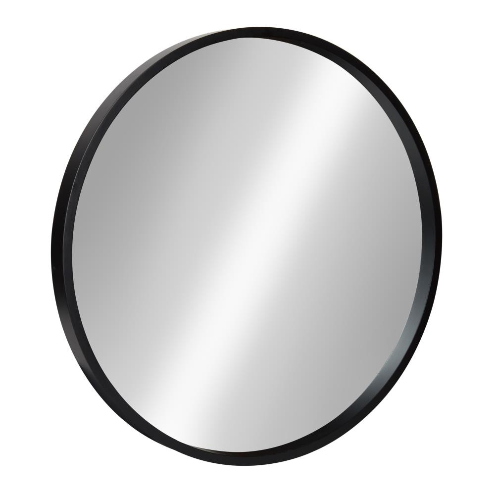 Kate and Laurel Travis 21.6-in W x 21.6-in H Round Black Framed Wall Mirror  in the Mirrors department at