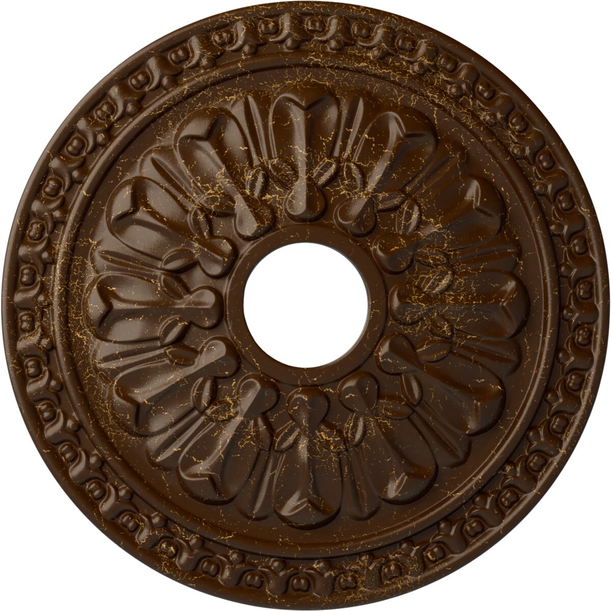 Ekena Millwork CM18WARBC Warsaw 18-in W x 18-in L Painted Root Beer Crackle Polyurethane Whole Ceiling Medallion