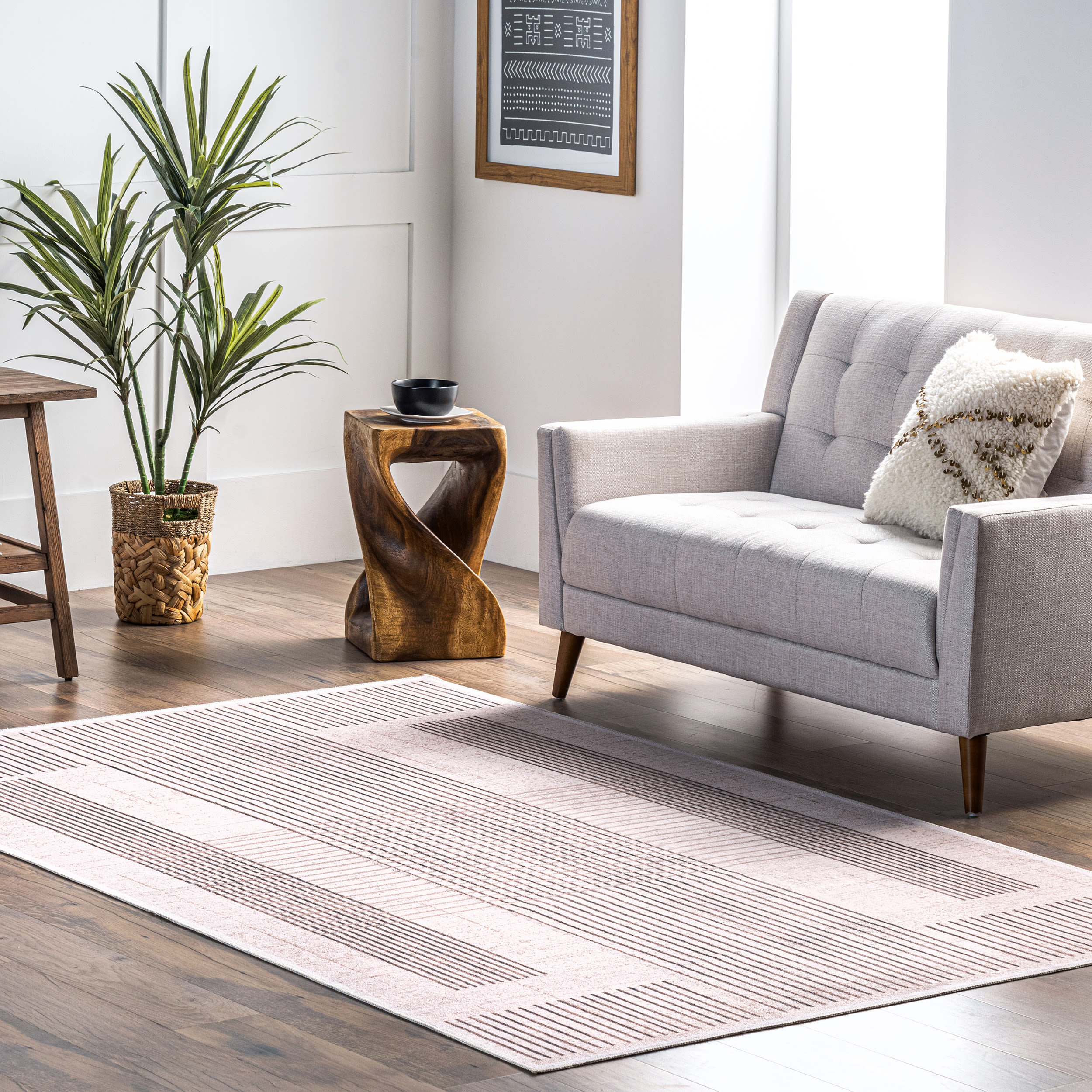 nuLOOM HJAU46A-508 Aurora 5 x 8 (ft) Loomed Polyester Grey Rectangular Indoor Stripe Machine washable Area rug