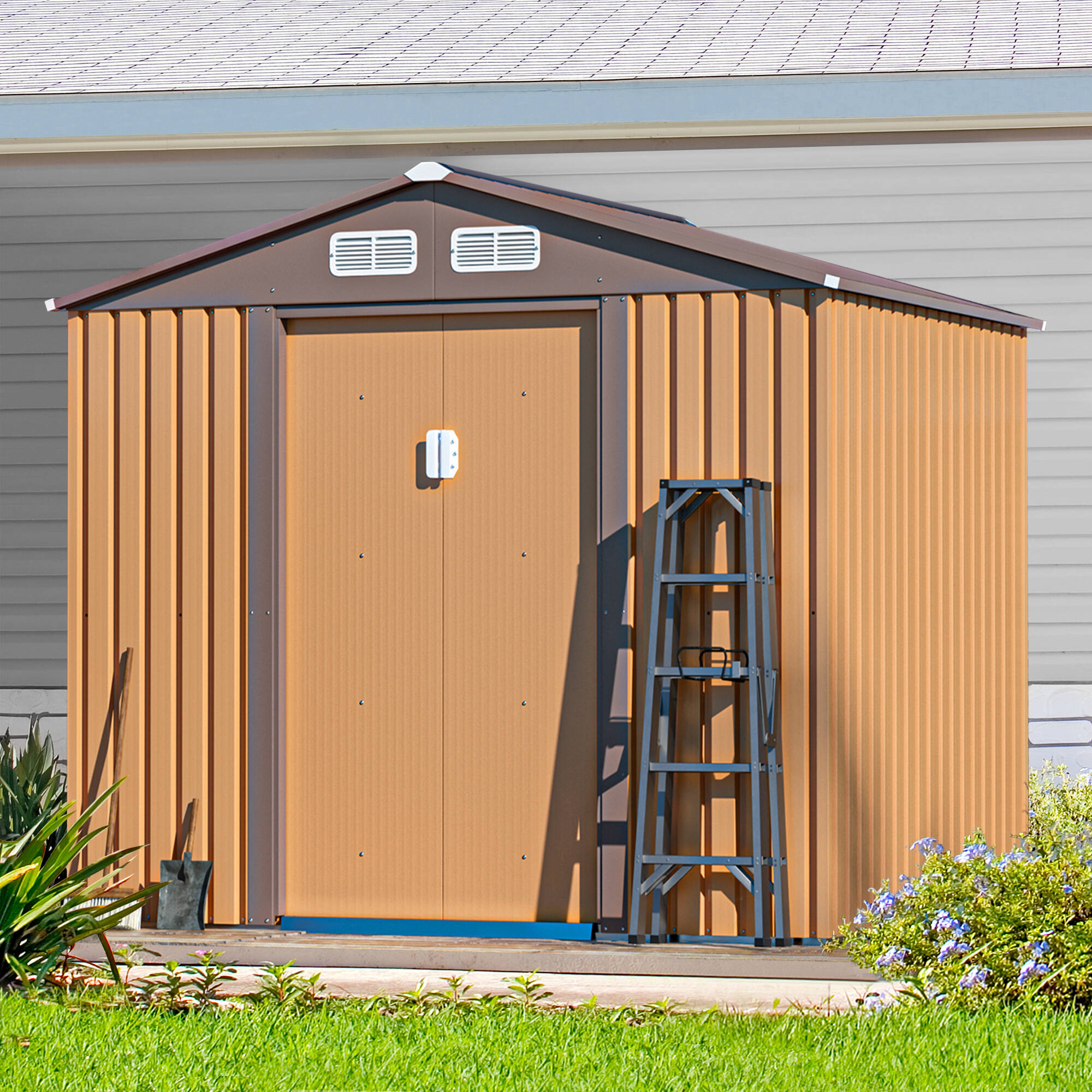 Jaxpety 8-ft X 6-ft Galvanized Steel Storage Shed In The Metal Storage ...