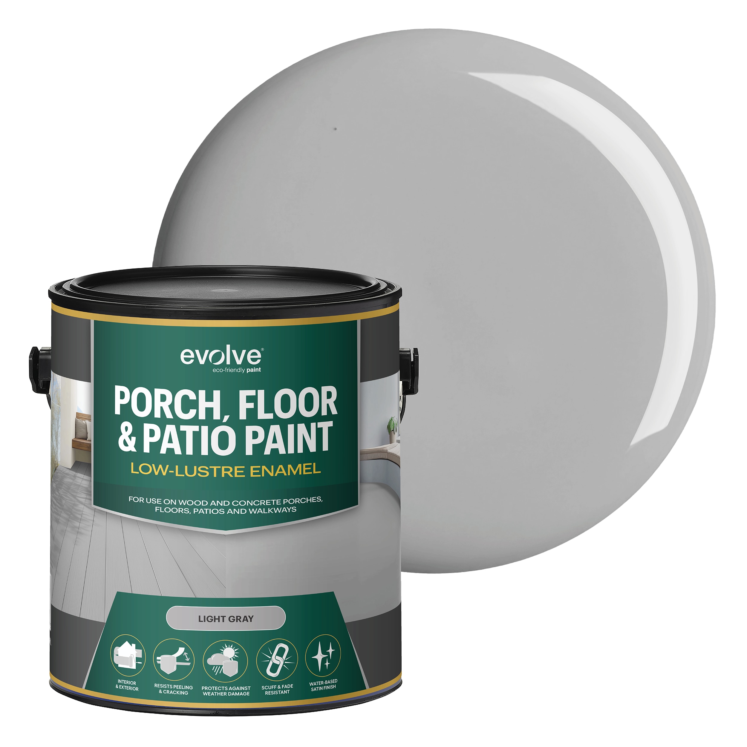 evolve Light Gray Semi-gloss Interior/Exterior Porch and Floor paint ( 1-gallon )