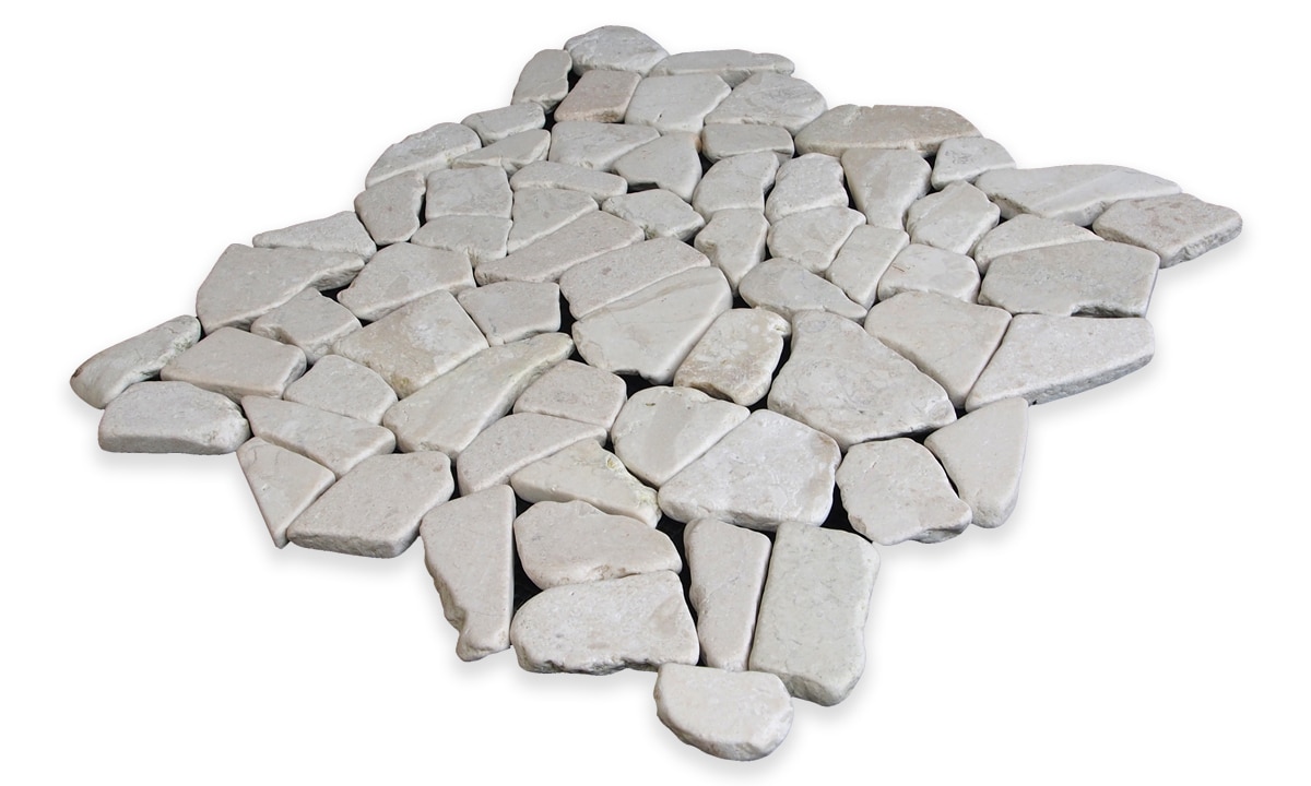 11" x 11" White Tumbled Marble Mosaic Tile