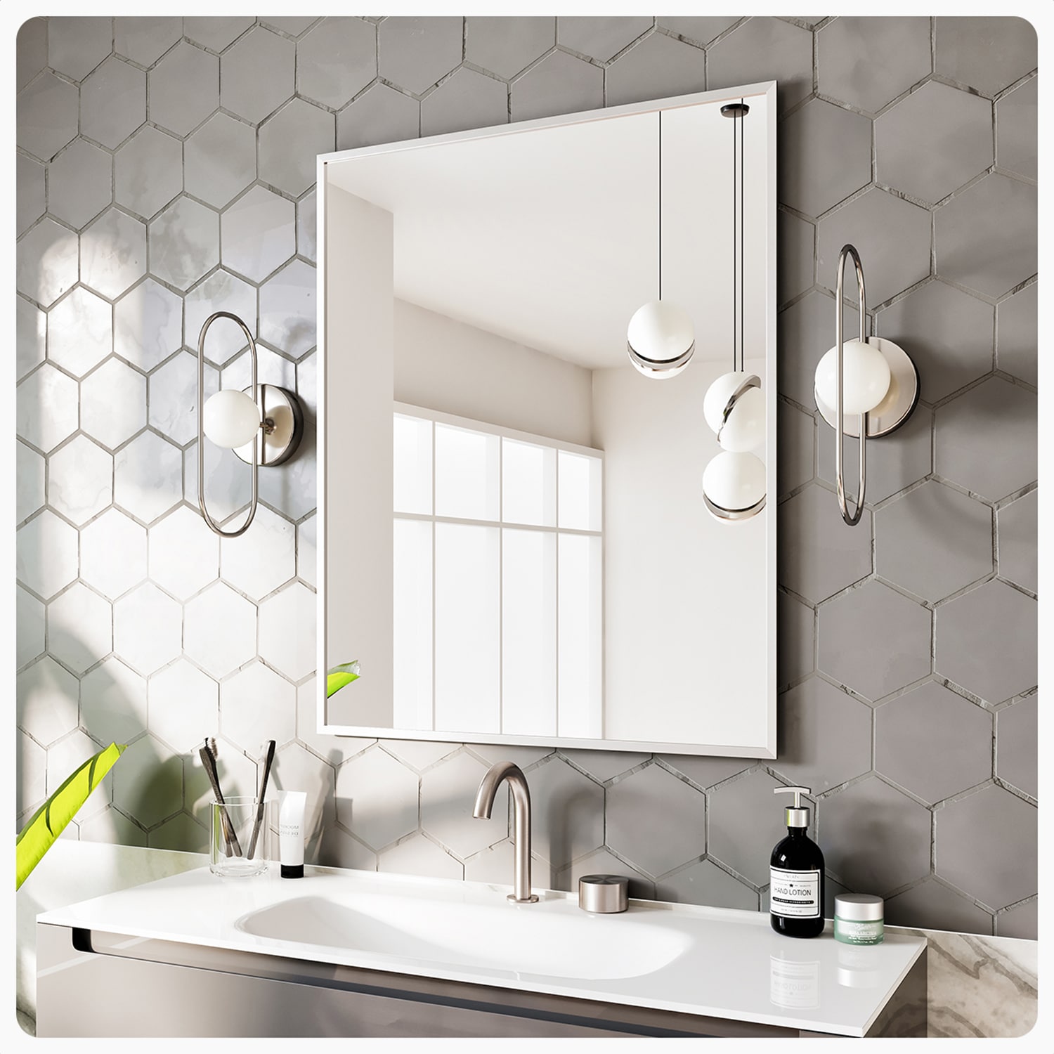 Eviva EVMR-24X30-CH Sax 30-in W x 24-in H Rectangle Chrome Framed Wall Mirror