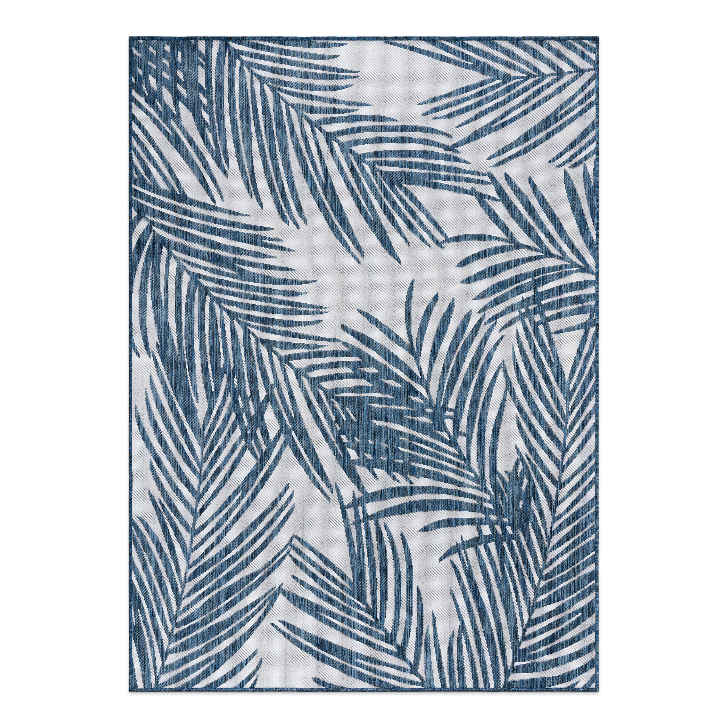 World Rug Gallery Floral Tropical Indoor/Outdoor Area Rug - Blue 5' x 7