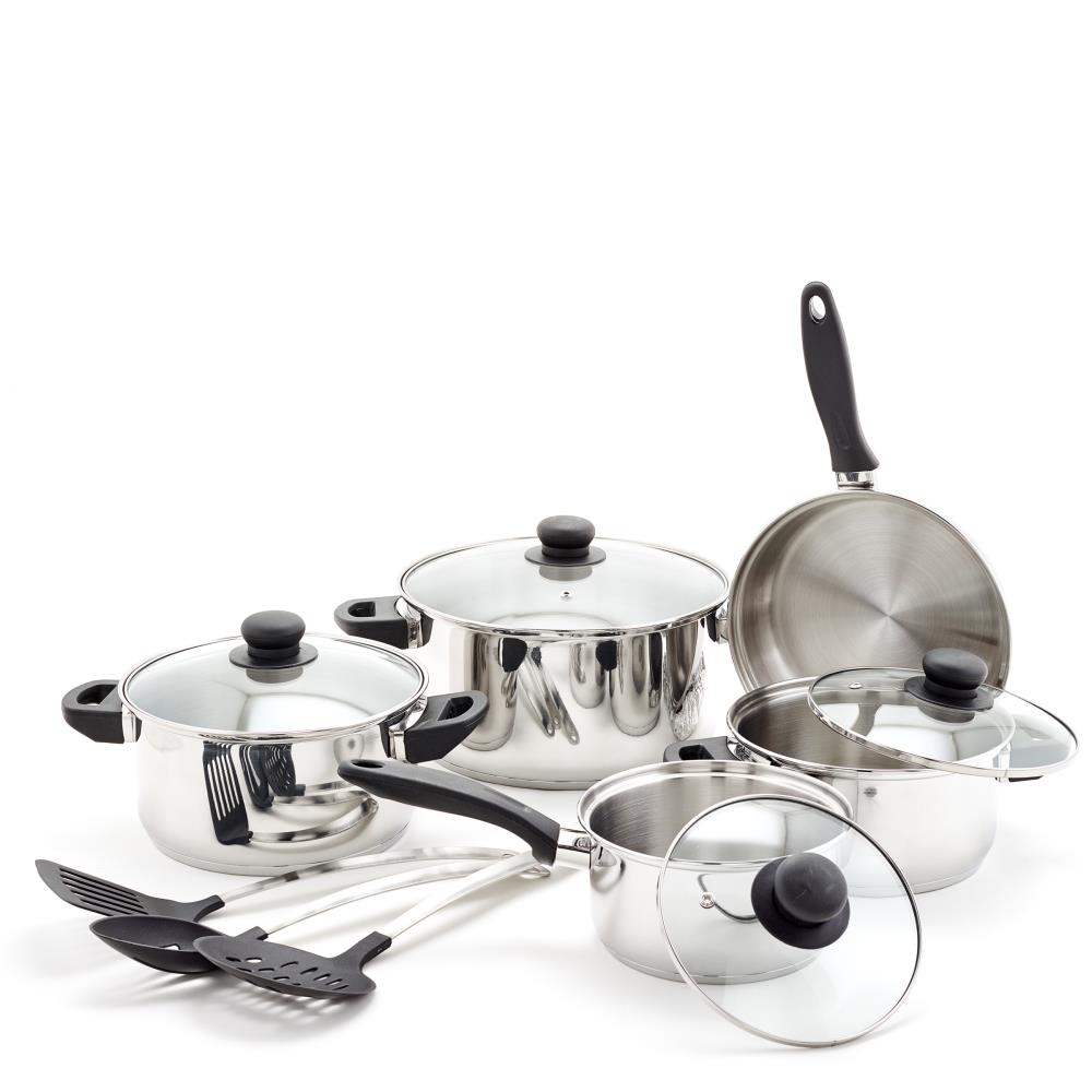 12pc Nonstick Stainless Steel Cookware Set With 6pc Pan Protectors