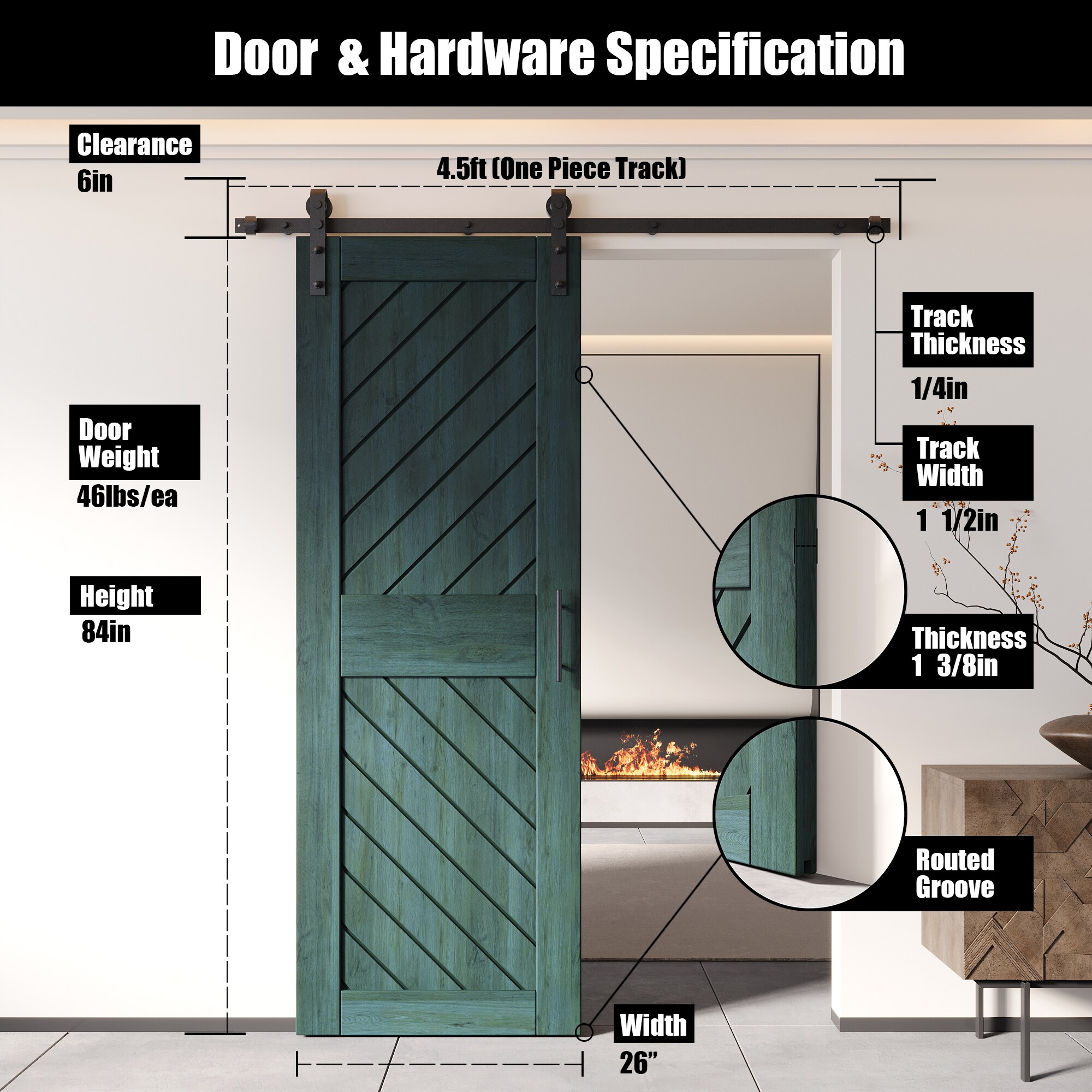 HOMACER YT1H054C-XT3-2684-RP Barn-Doors - View #2