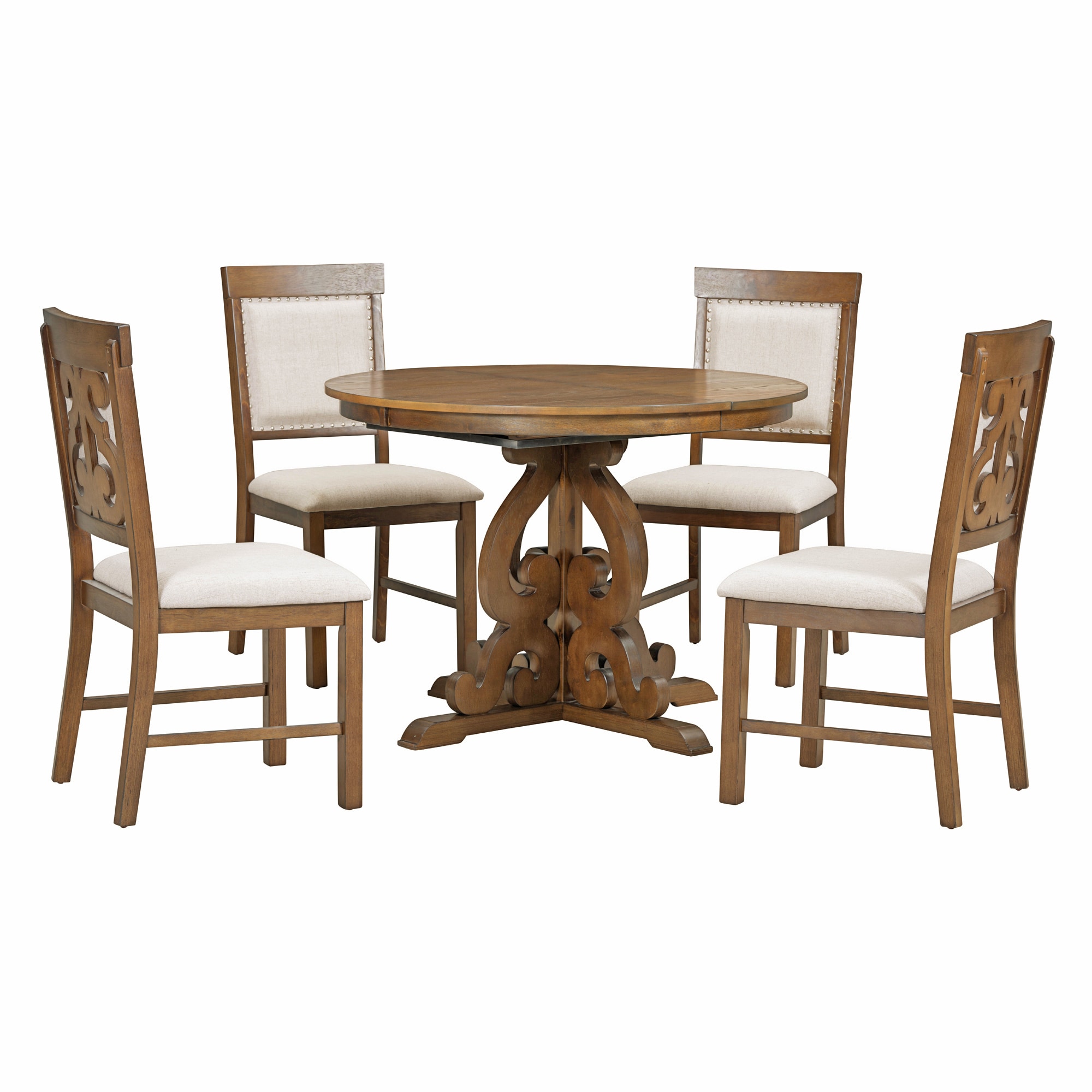 Nestfair DTS0114D Walnut Contemporary/Modern Dining Room Set with Oval Table ( Seats 4 )
