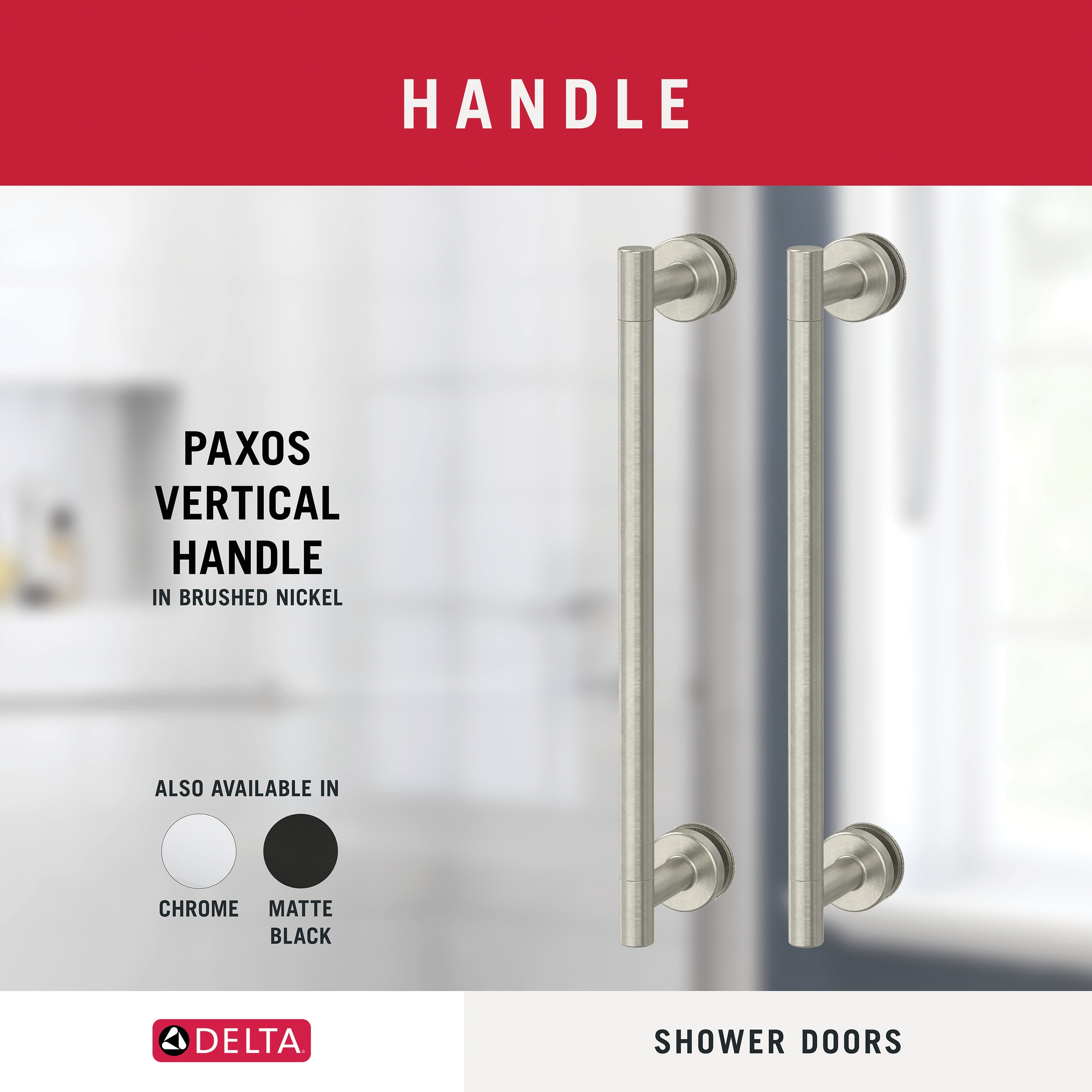 Delta Paxos 51-1/2-in x 77-in Single Frameless Sliding Brushed Nickel Alcove Shower Door in the 