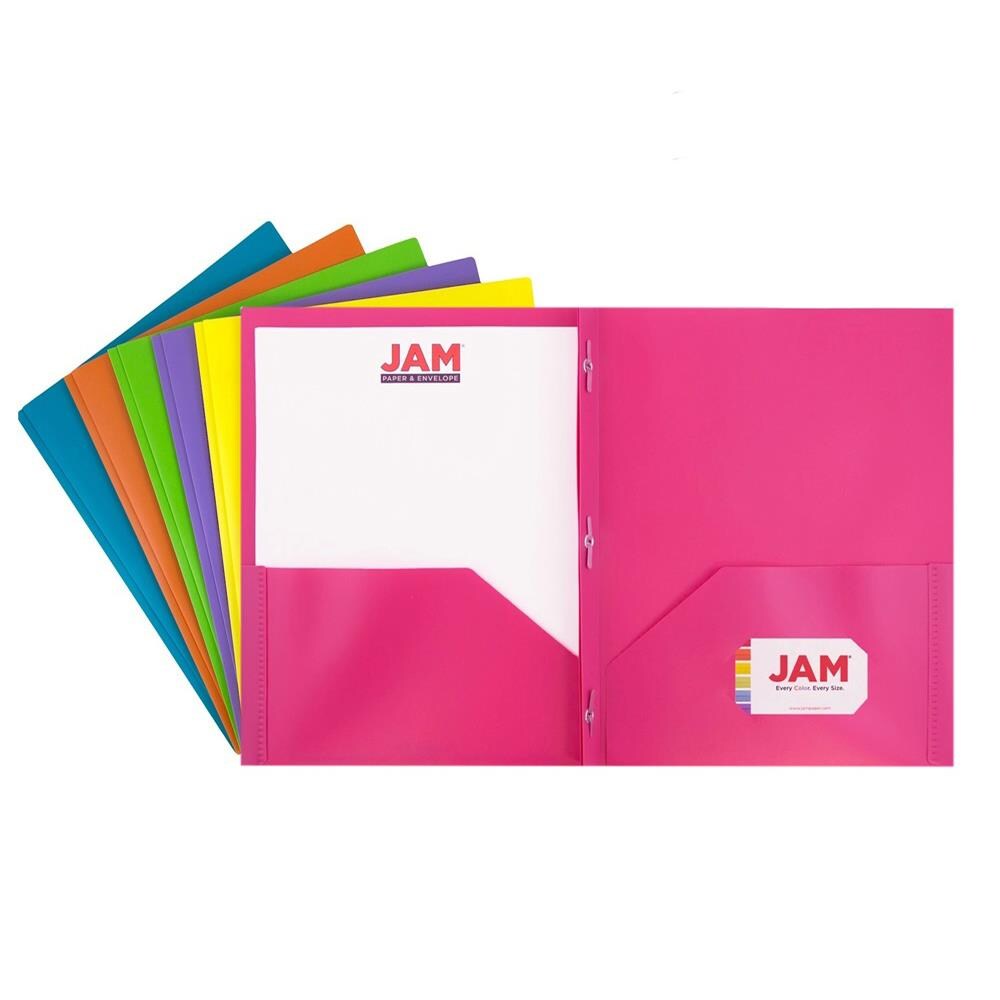 JAM Paper 382ECFASSRT 6-Pack Assorted Plastic 9-in x 12-in Pocket Folder