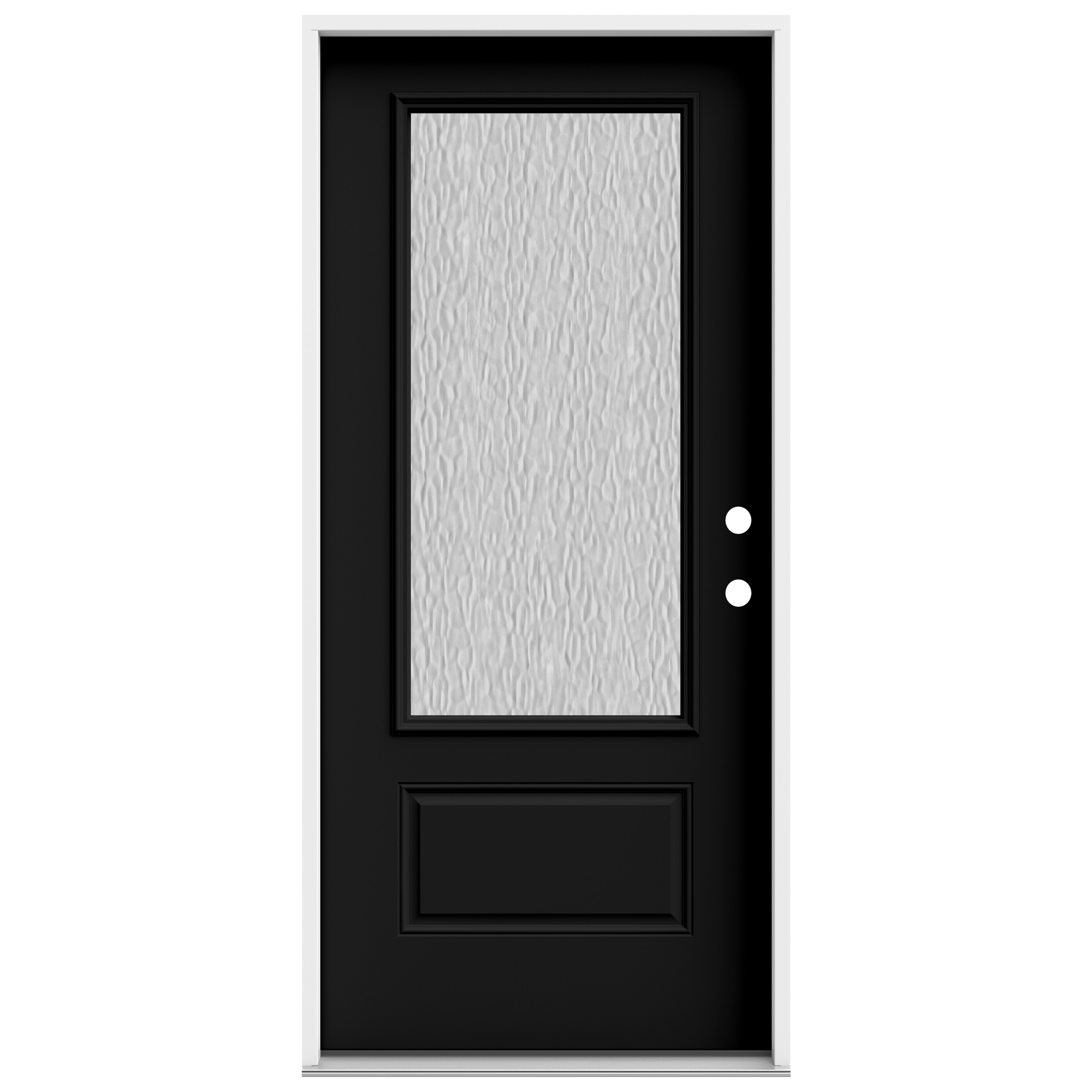 JELD-WEN LOWOLJW230500263 Flemish 36-in x 80-in x 4-9/16-in Steel 3/4 lite Left-hand inswing Black Painted Prehung Front Door Insulating core