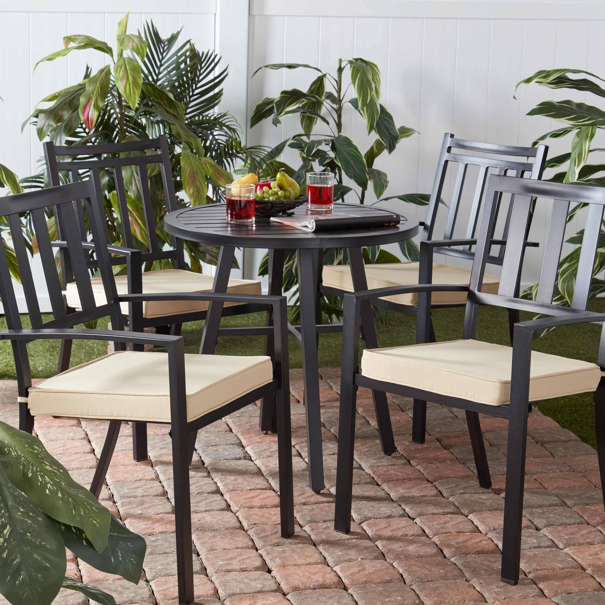 Greendale Home Fashions OP2100S4-STONE Patio-Furniture-Cushions - View #2