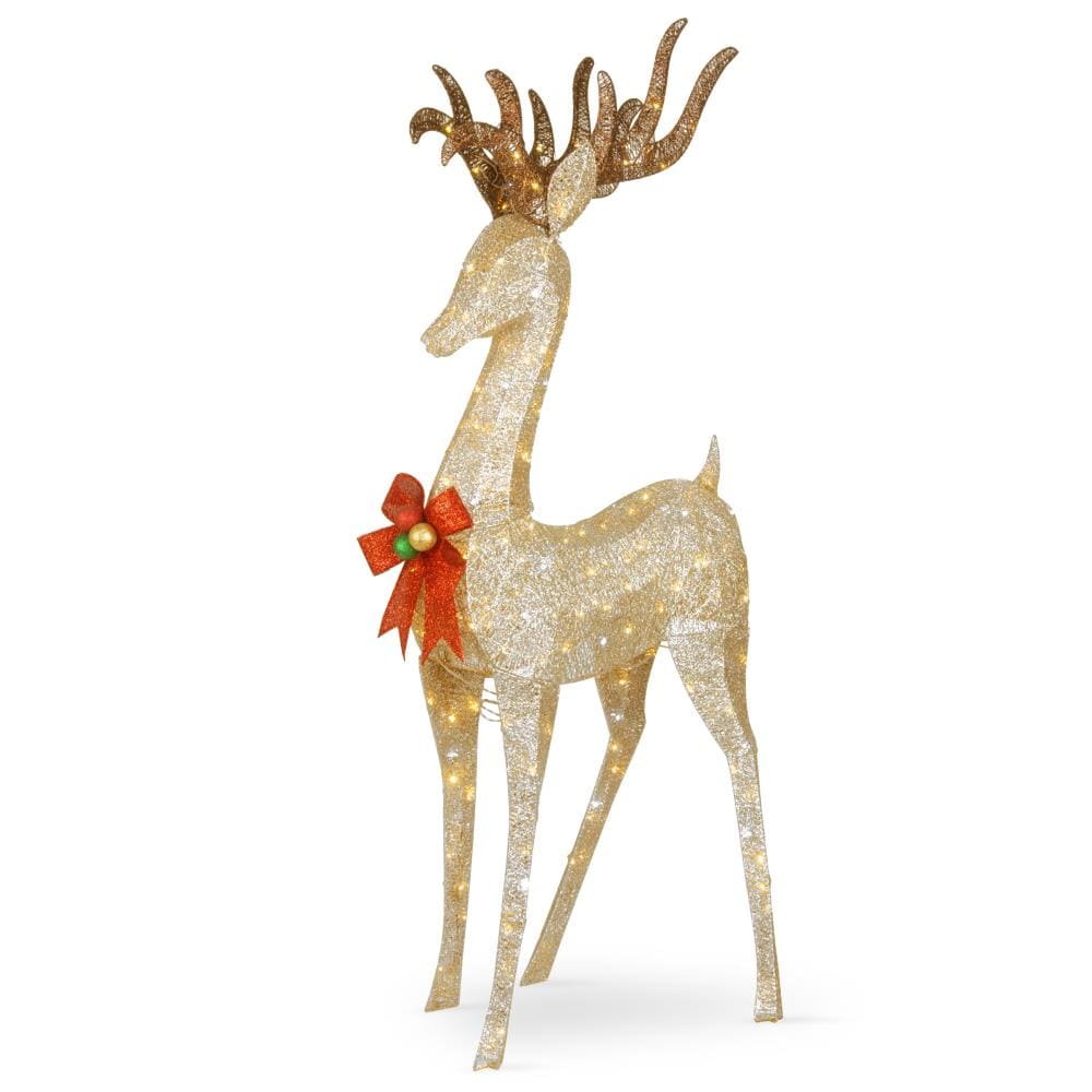 National Tree Company DF-160007L 74-Inches Freestanding Reindeer Free standing decoration with White LED Lights