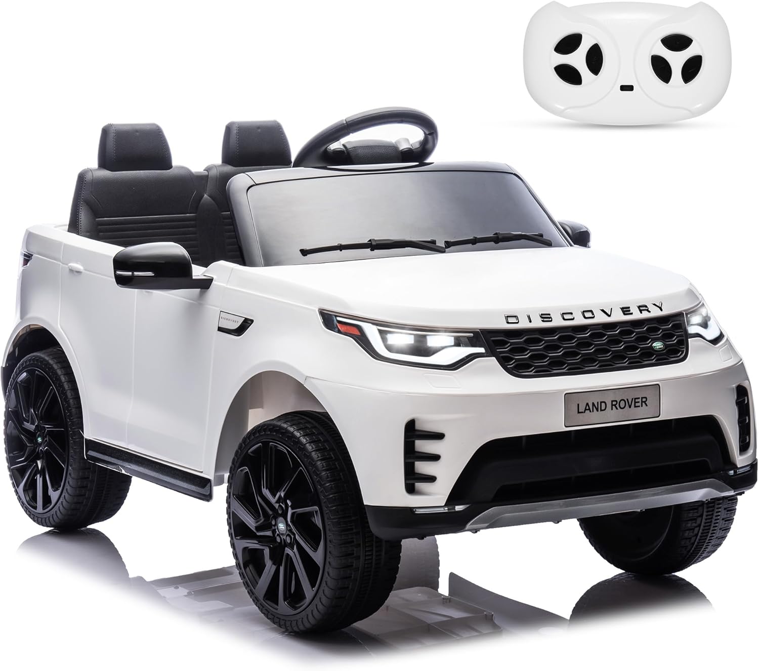 Qeetex KIDSPTG334QUYV6 12V Licensed Land Rover Kids Ride On Car With Remote Control Dual Motors Led Lights Mp3 Usb Fm Radio And Safety Features White
