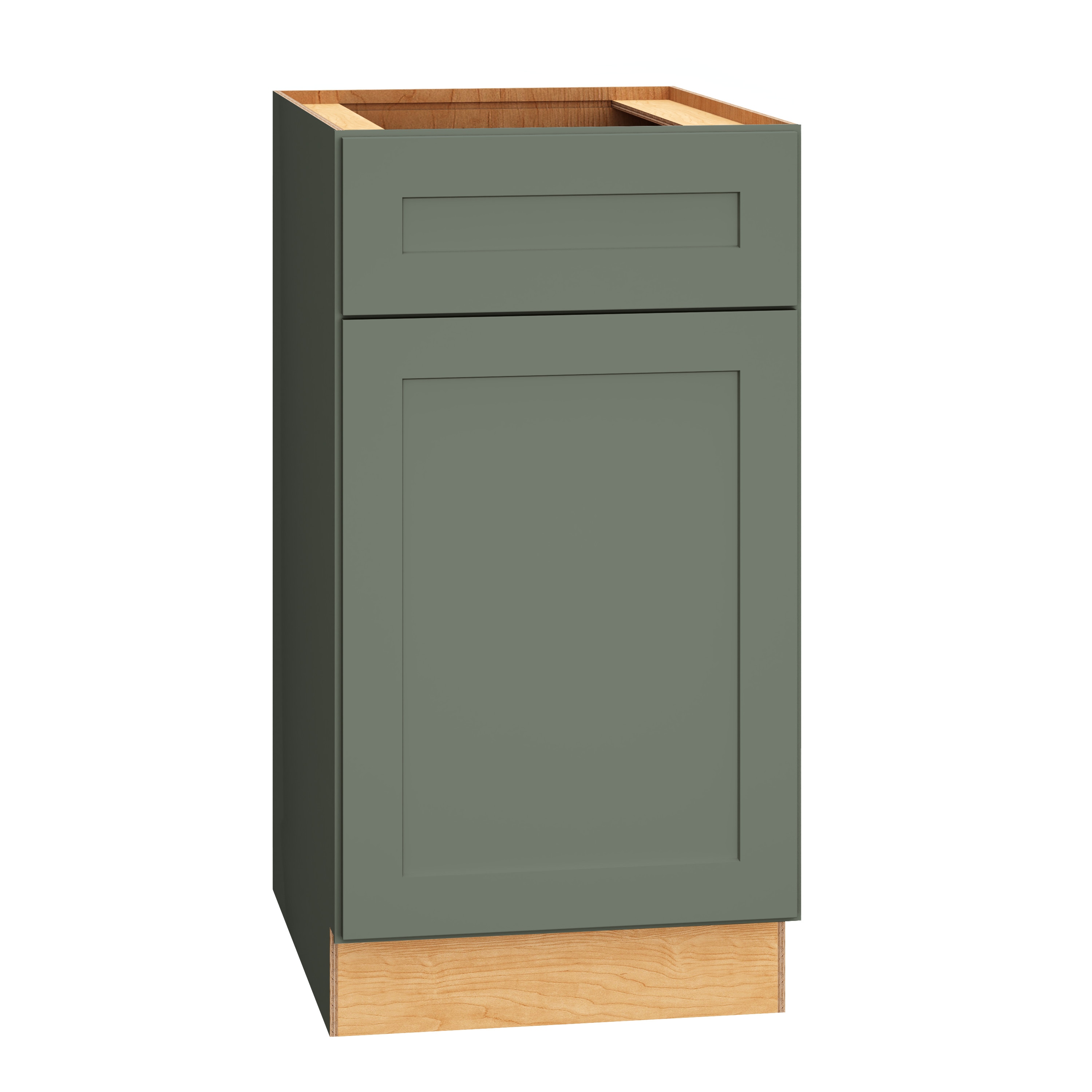 Diamond Express 61H-BWB18 Jamestown 18-in W x 34.5-in H x 24-in D Retreat Green Pull-out wastebasket Base Fully assembled Plywood Cabinet (Recessed Panel Shaker)