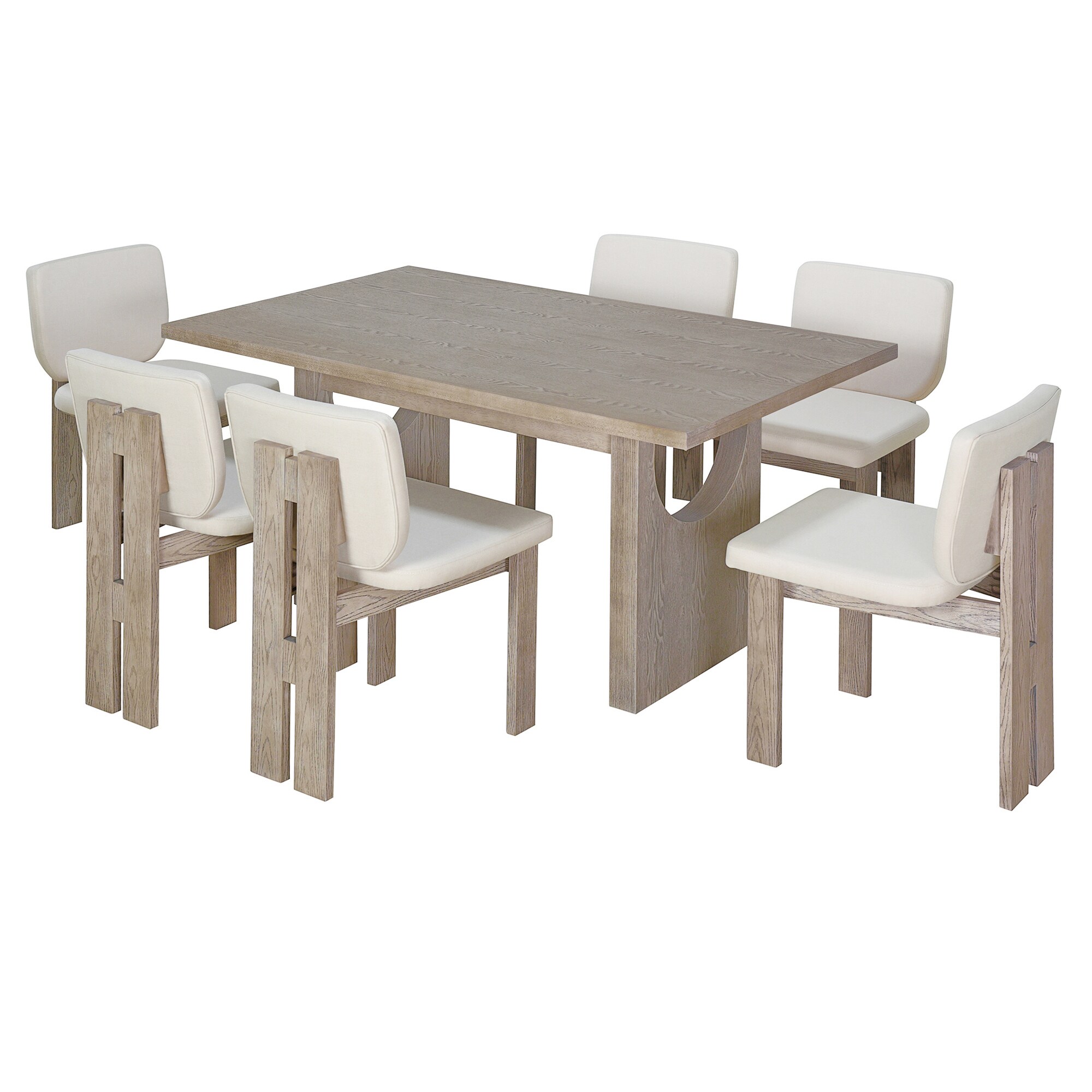 Bybafun YA0100242 Natural Wood Wash Rustic Dining Room Set with Rectangular Table ( Seats 6 )