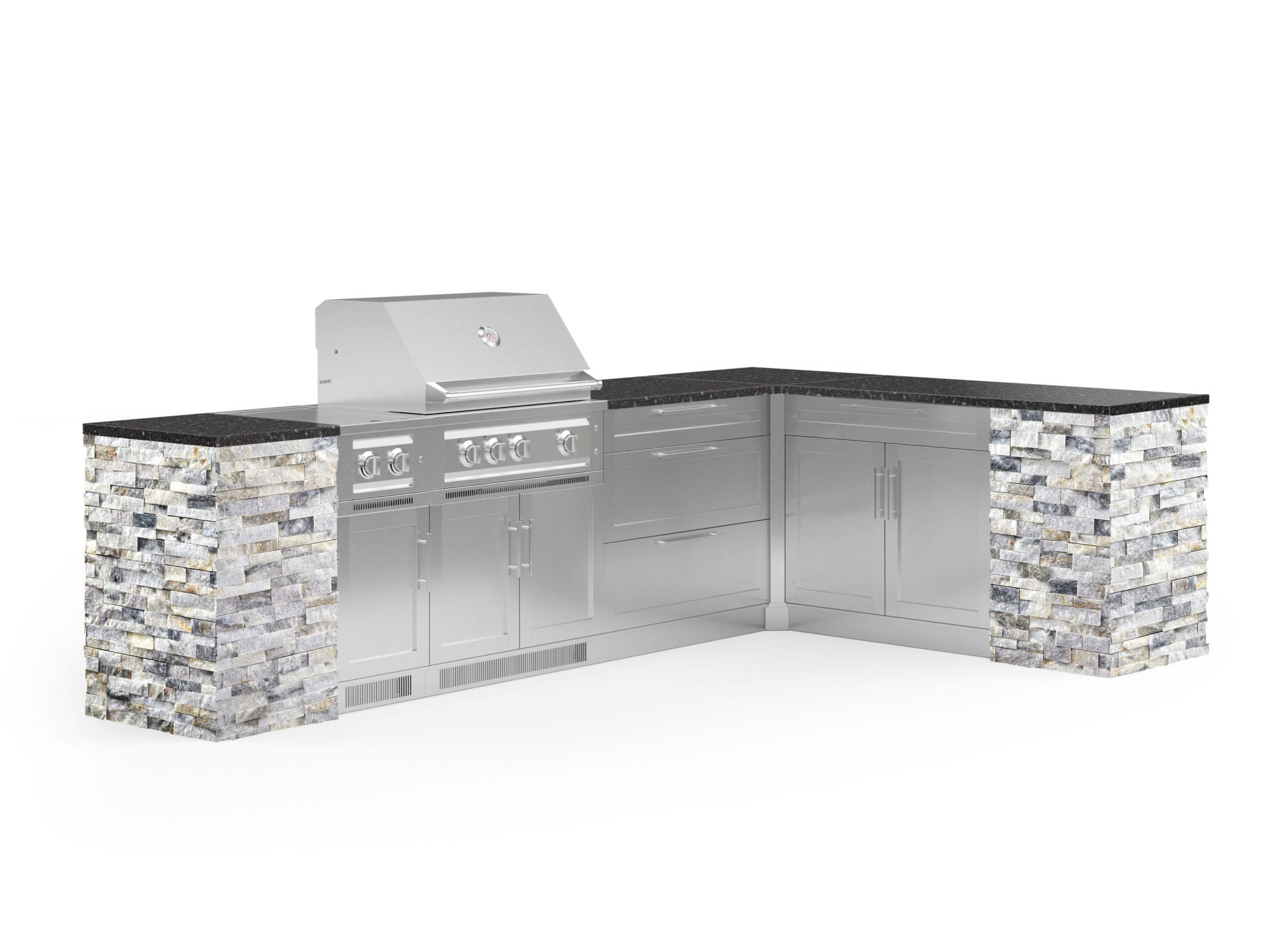 NewAge Products 69508 Signature Series Cabinets Platinum Grill 11 -Piece 130.94-in W x 25.5-in D x 51-in H Modular Outdoor Kitchen Set 6 Burners