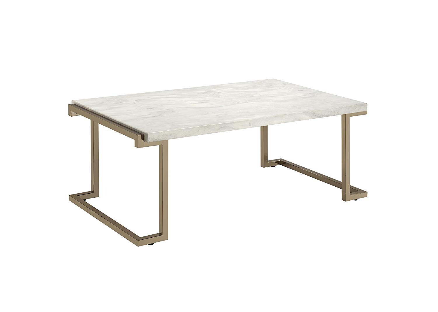 Benzara White Faux Marble Modern Coffee Table in the Coffee Tables