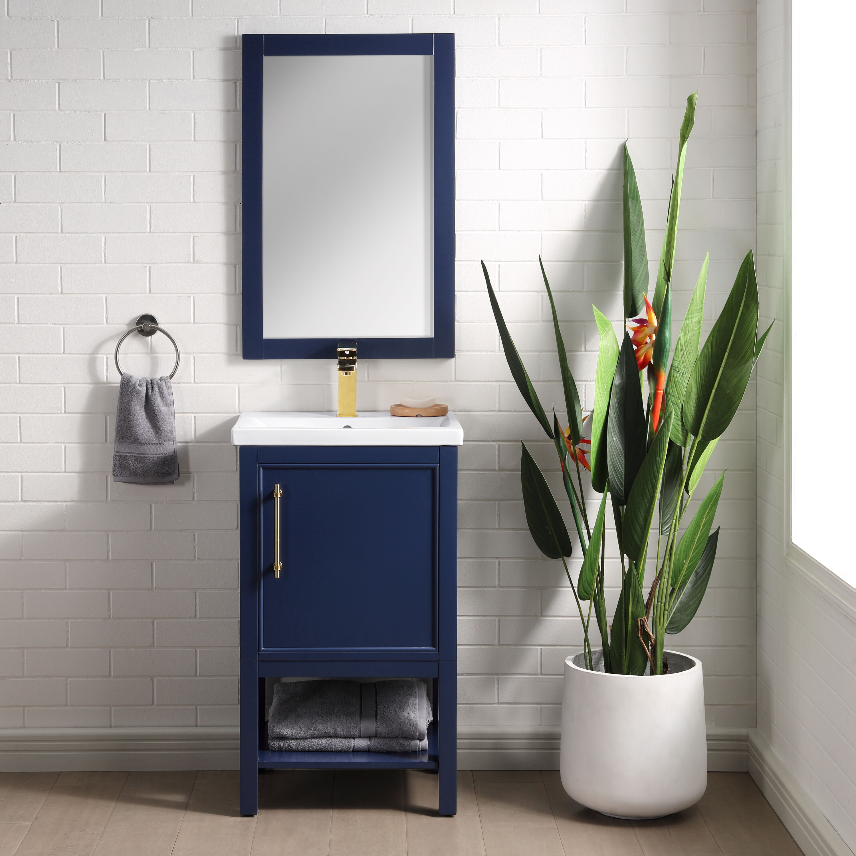 Sudio Design TAYLOR-20NB TAYLOR 20-in Navy Blue Single Sink Bathroom Vanity with White Ceramic Top