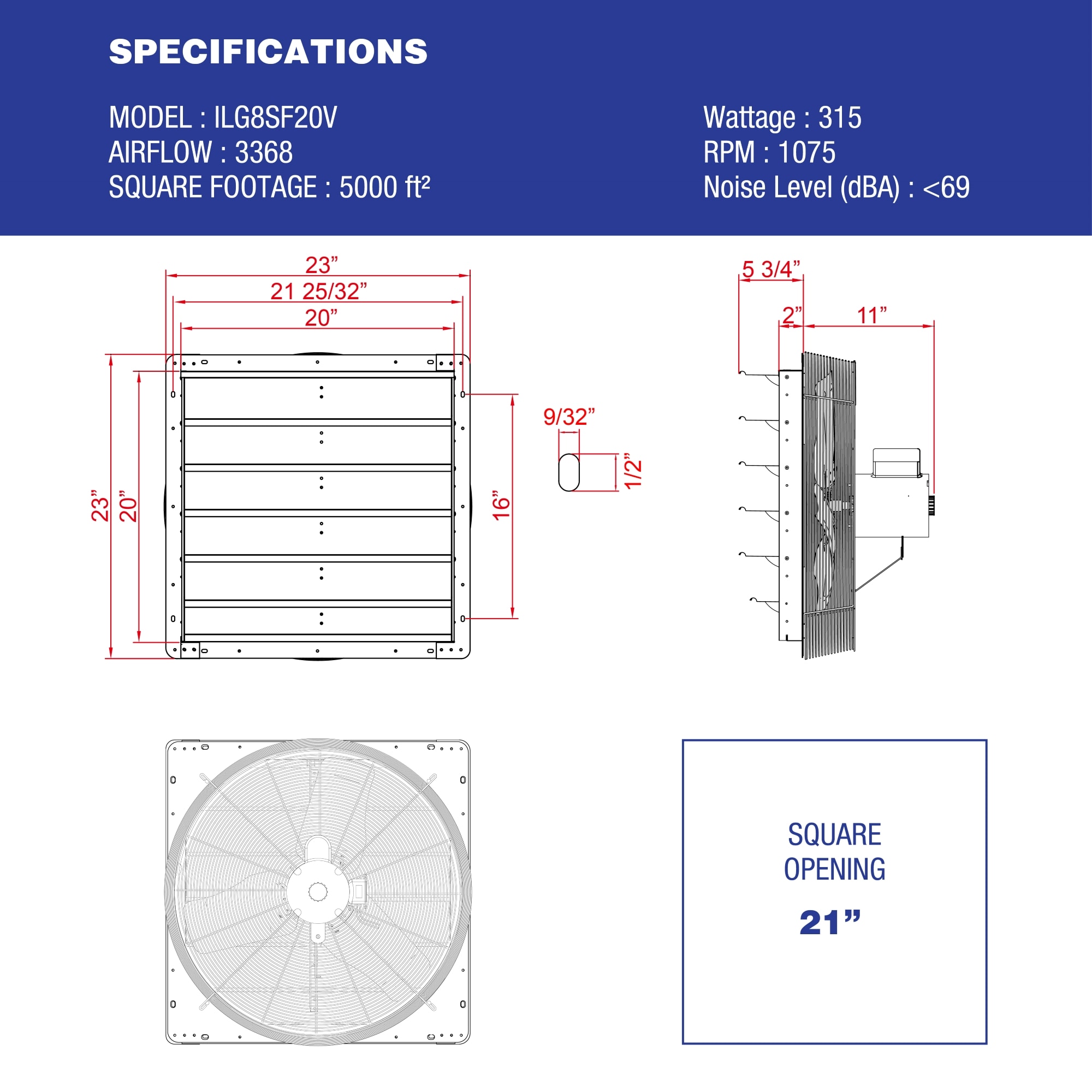iLIVING ILG8SF20V Wall-Mounted-Fans - View #2