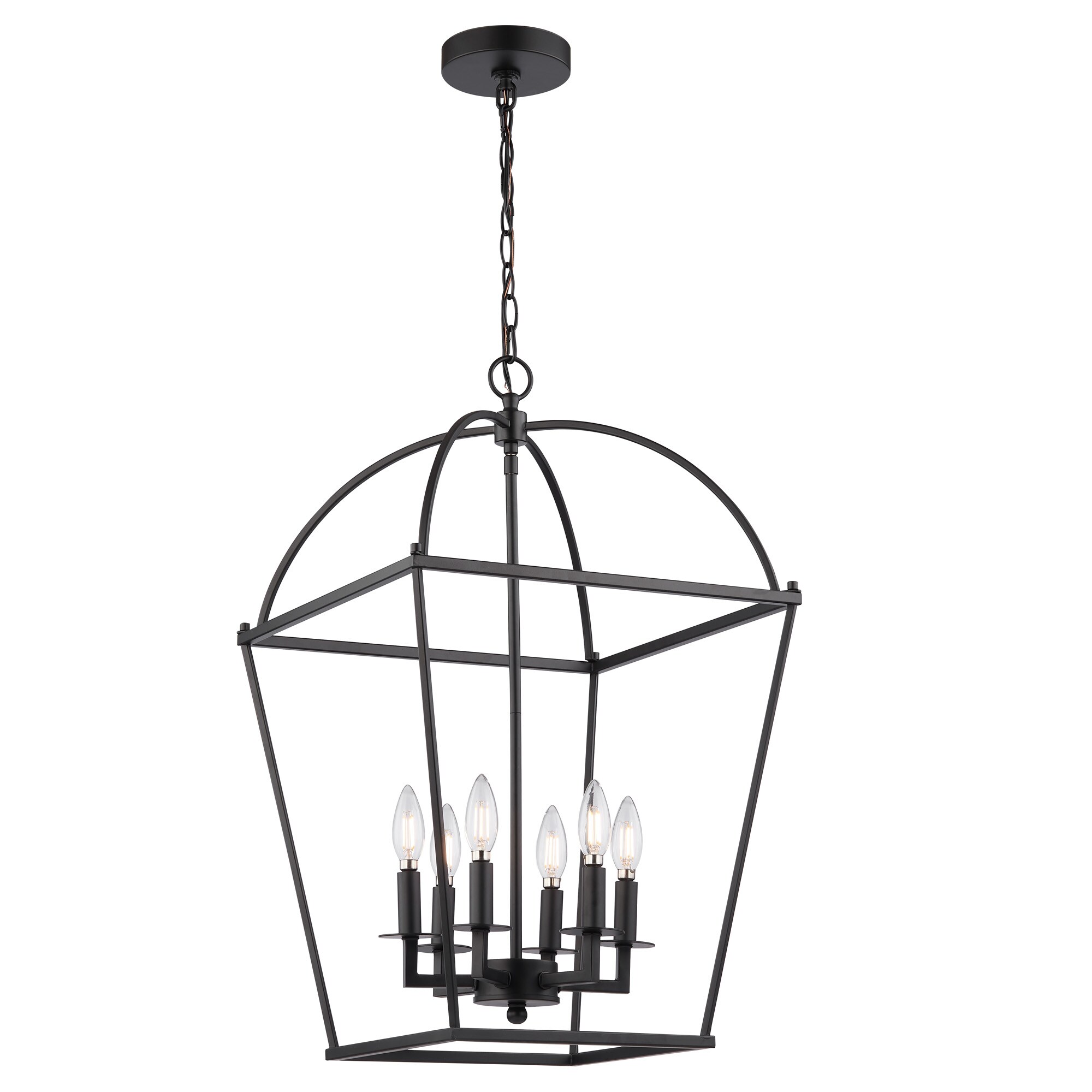 allen + roth Hannah 6 -Light Matte black Transitional Cone Medium Hanging Pendant light