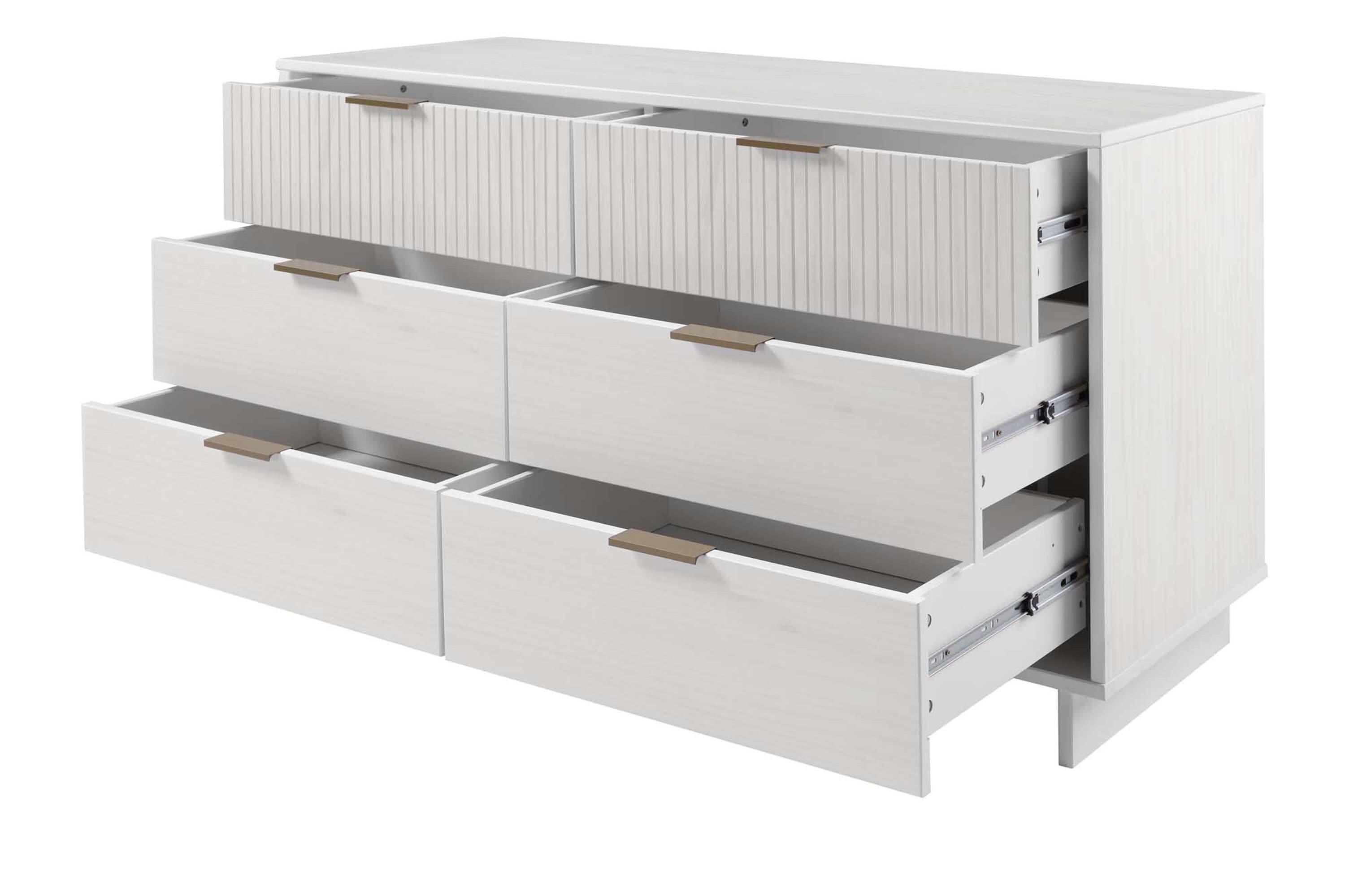 Granville White Double Wide Dresser with Soft Close Drawers