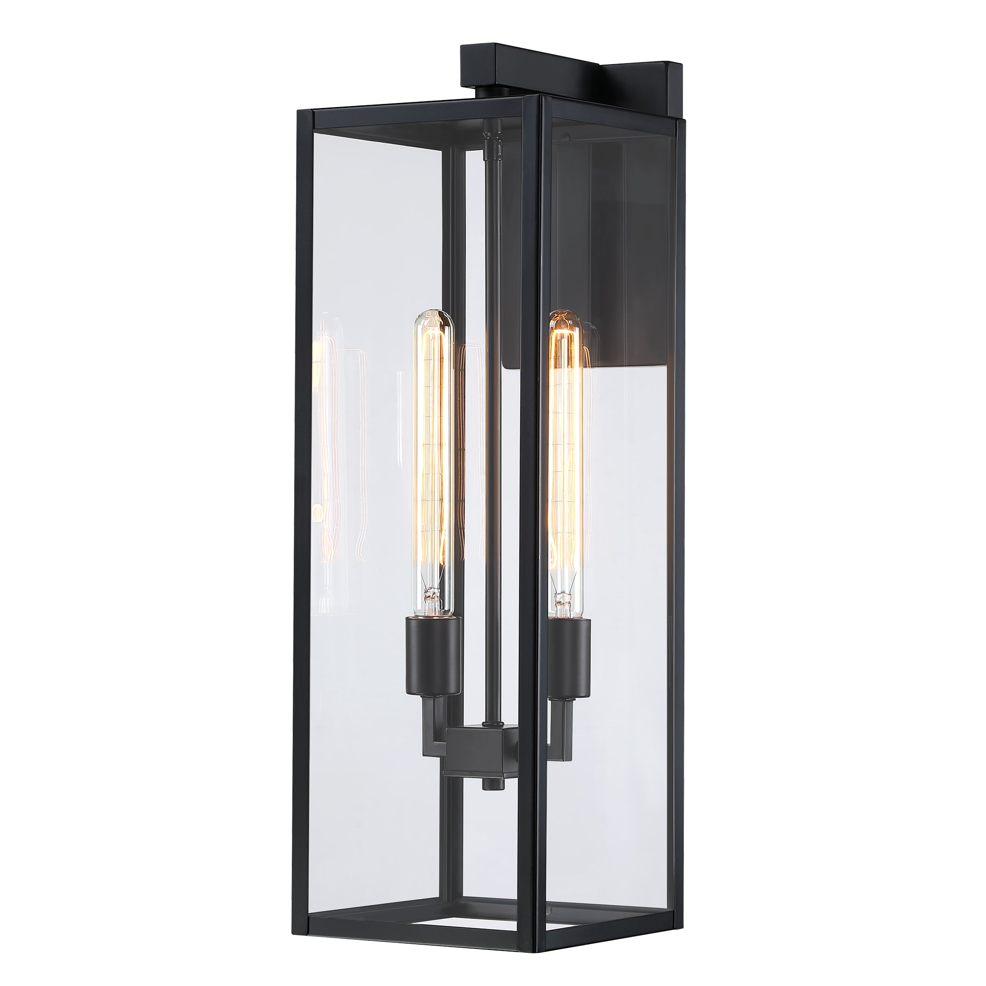 Hukoro FL18902-BK 2 -Light 25-in H Matte Black Hardwired Outdoor Wall Light