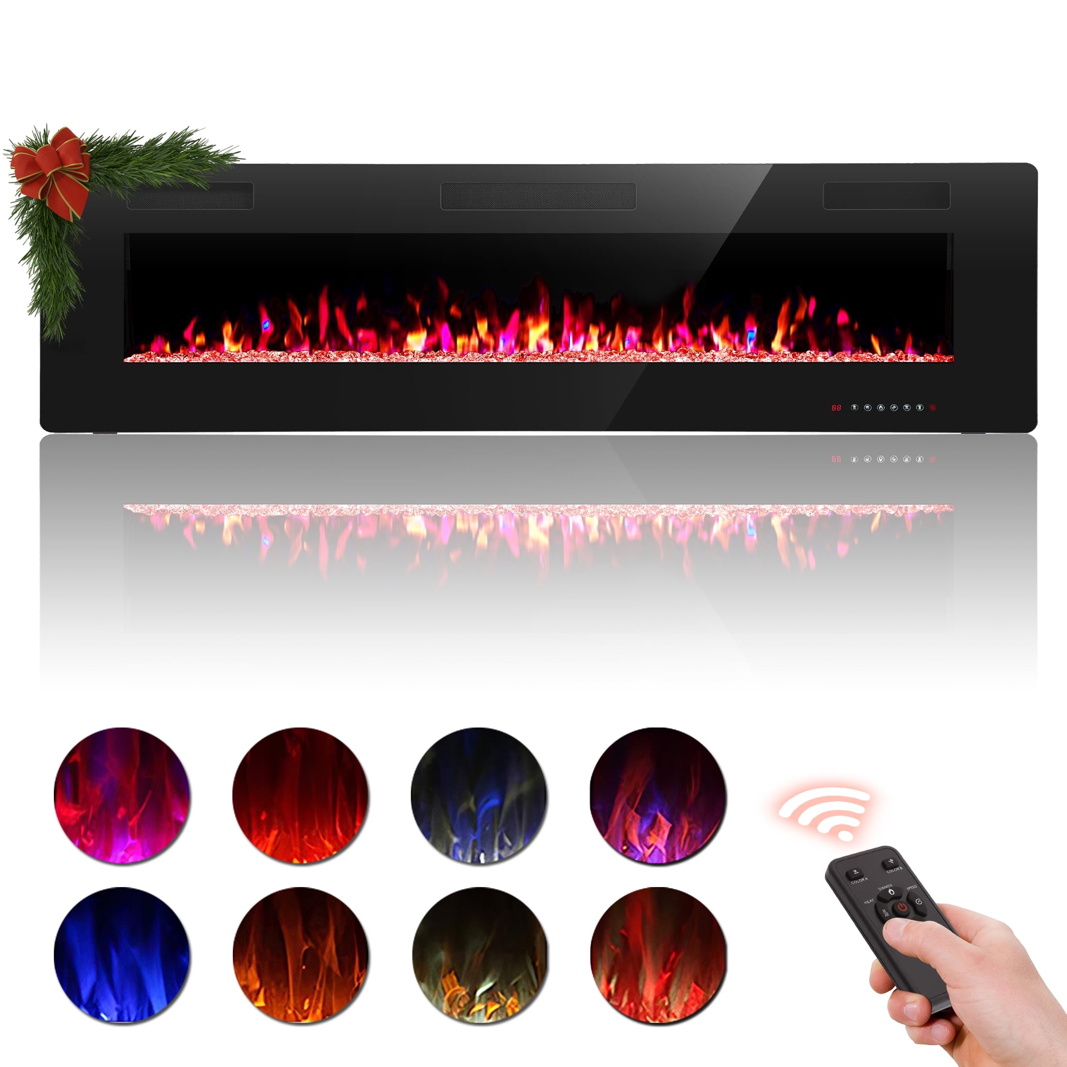 COWSAR 868C3U 68-Inches W Black Wall mount Infrared quartz Wall-mount Electric Fireplace with Remote Control Included