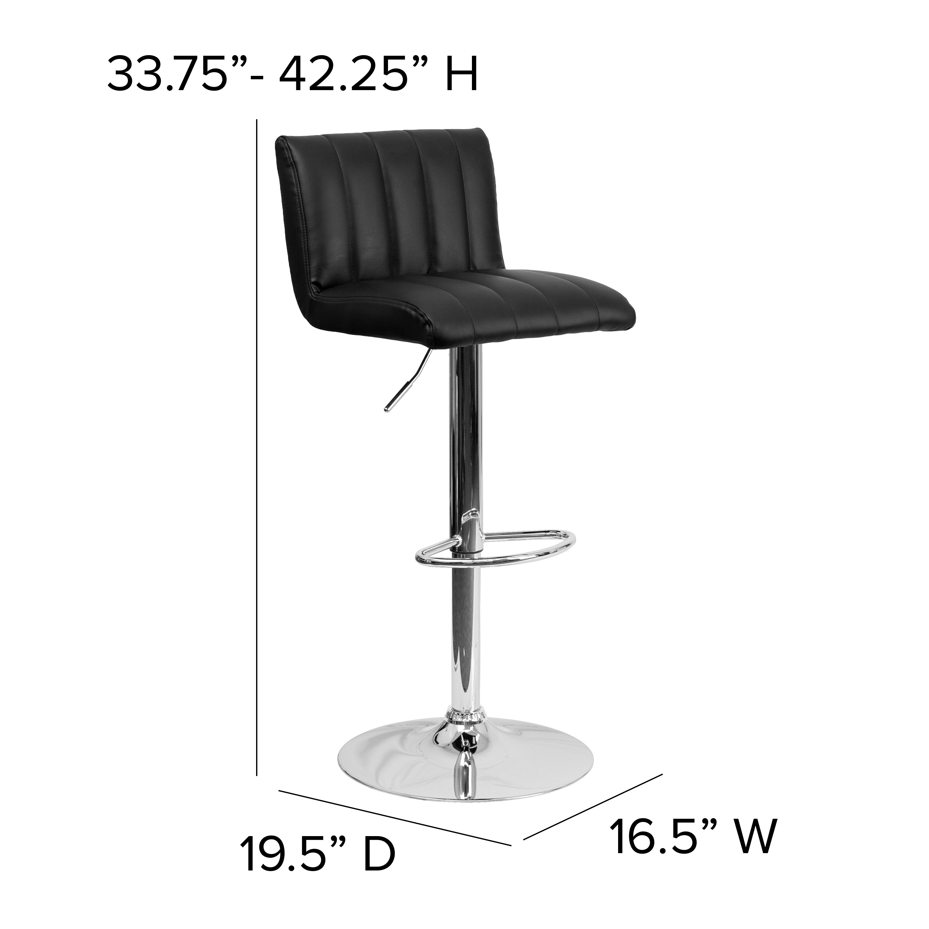 Flash Furniture Black 33.5-in H Adjustable height Upholstered Swivel ...