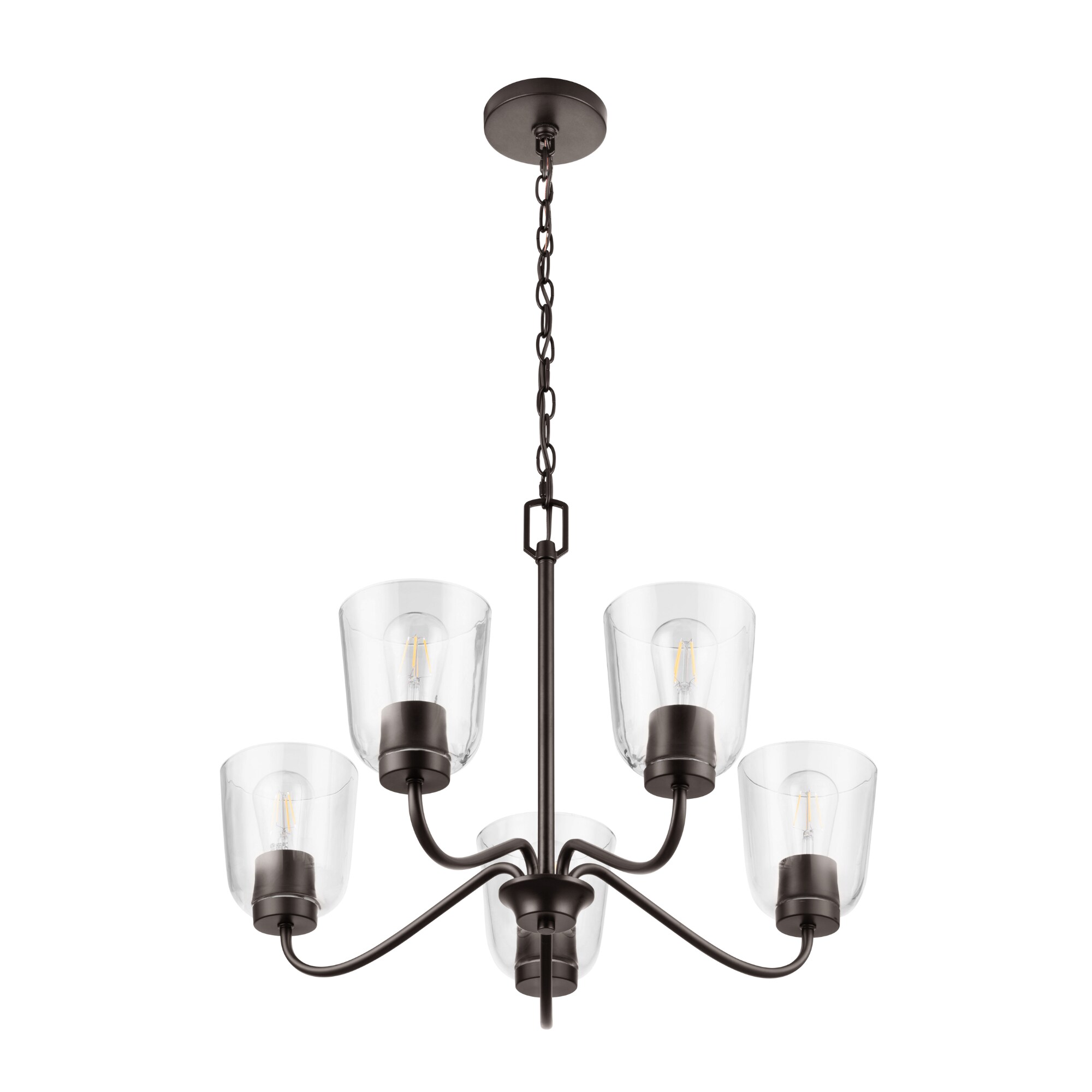 Project Source Traywick 5 -Light Satin Bronze Transitional For Use in Bedrooms, Dining Rooms, Foyers, Kitchens, Living Rooms Chandelier
