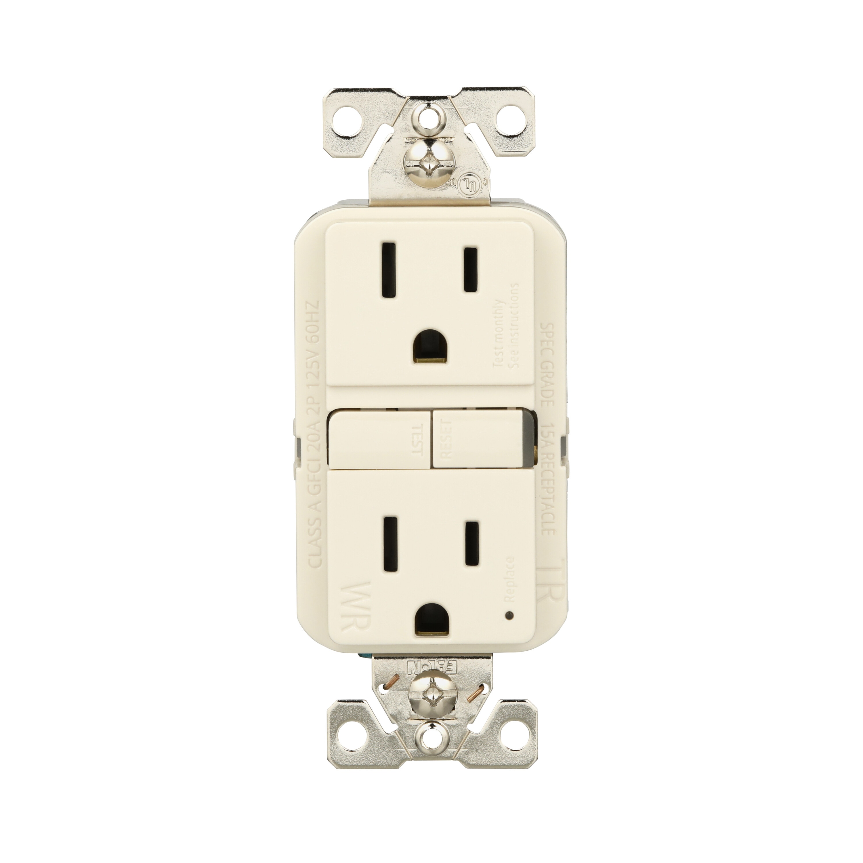 Eaton TWRGF15LA 15 -Amp 125-volt Tamper Resistant Weather Resistant GFCI Residential Decorator Outlet , Light Almond