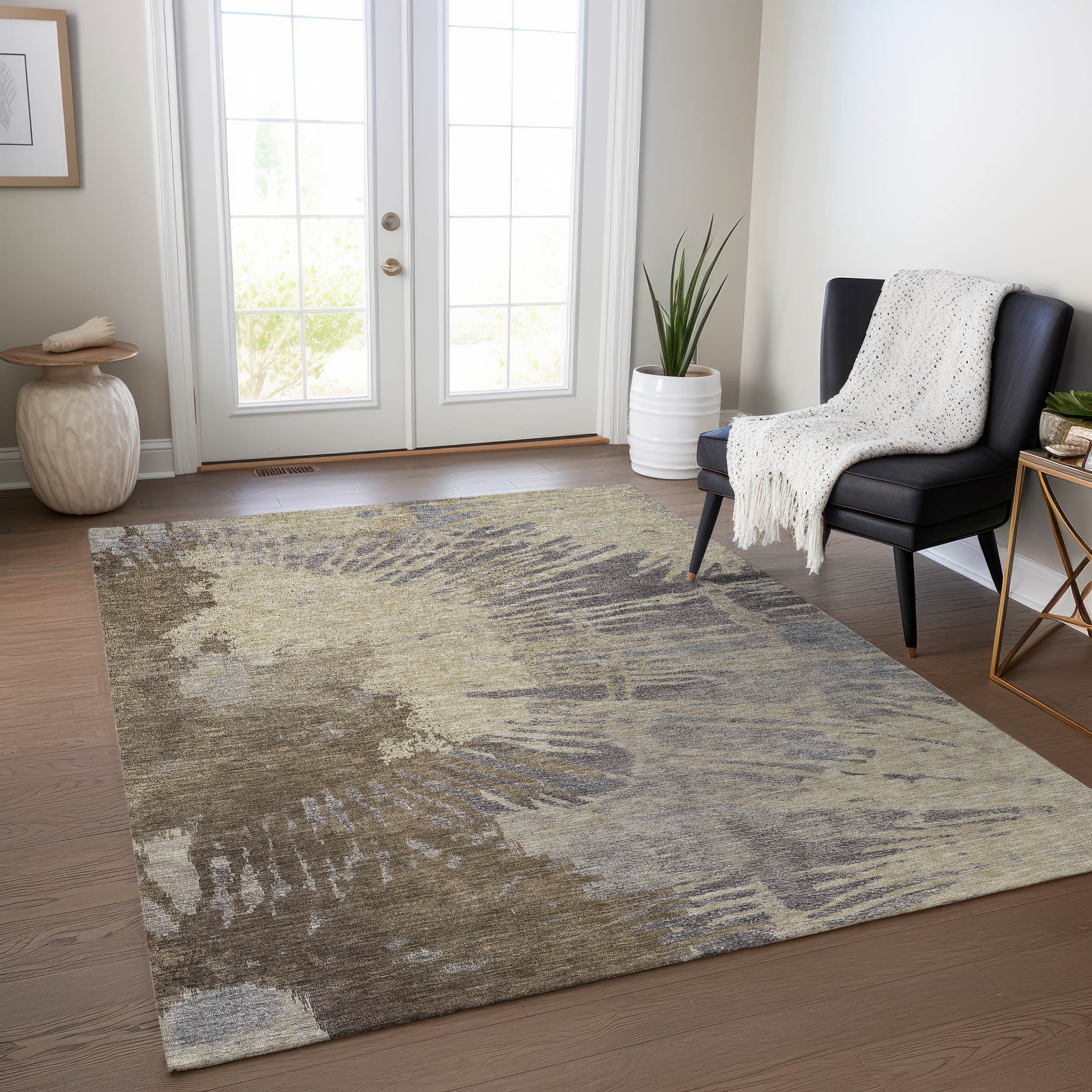 Addison Rugs ACN645BR10X14 Chantille ACN645BR 10 x 14 (ft) Polyester Brown Rectangular Indoor/Outdoor Abstract Machine washable Area rug