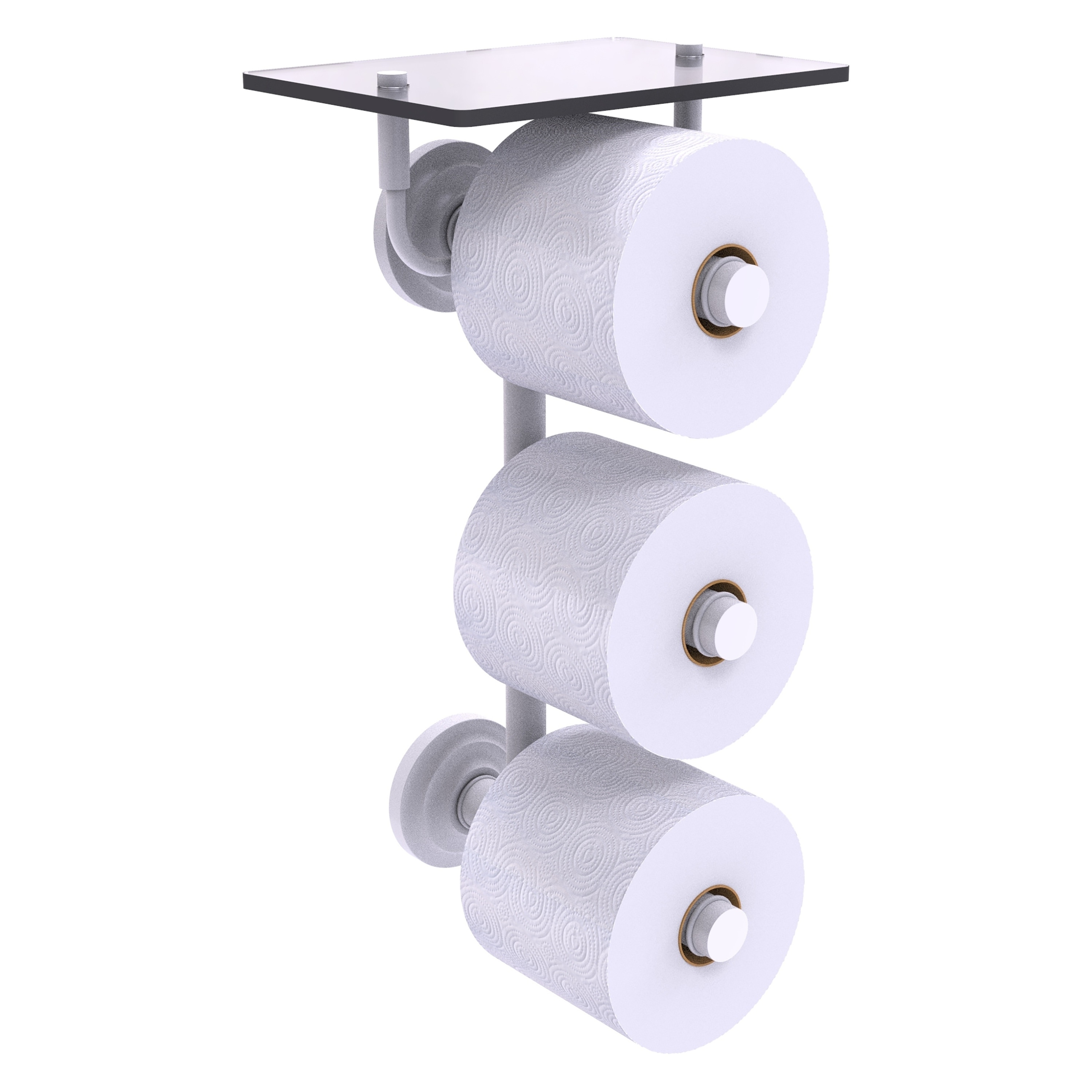 Allied Brass QN-35-3VS-WHM Que New Matte White Wall mount Double post Toilet Paper Holder 3 -Rolls