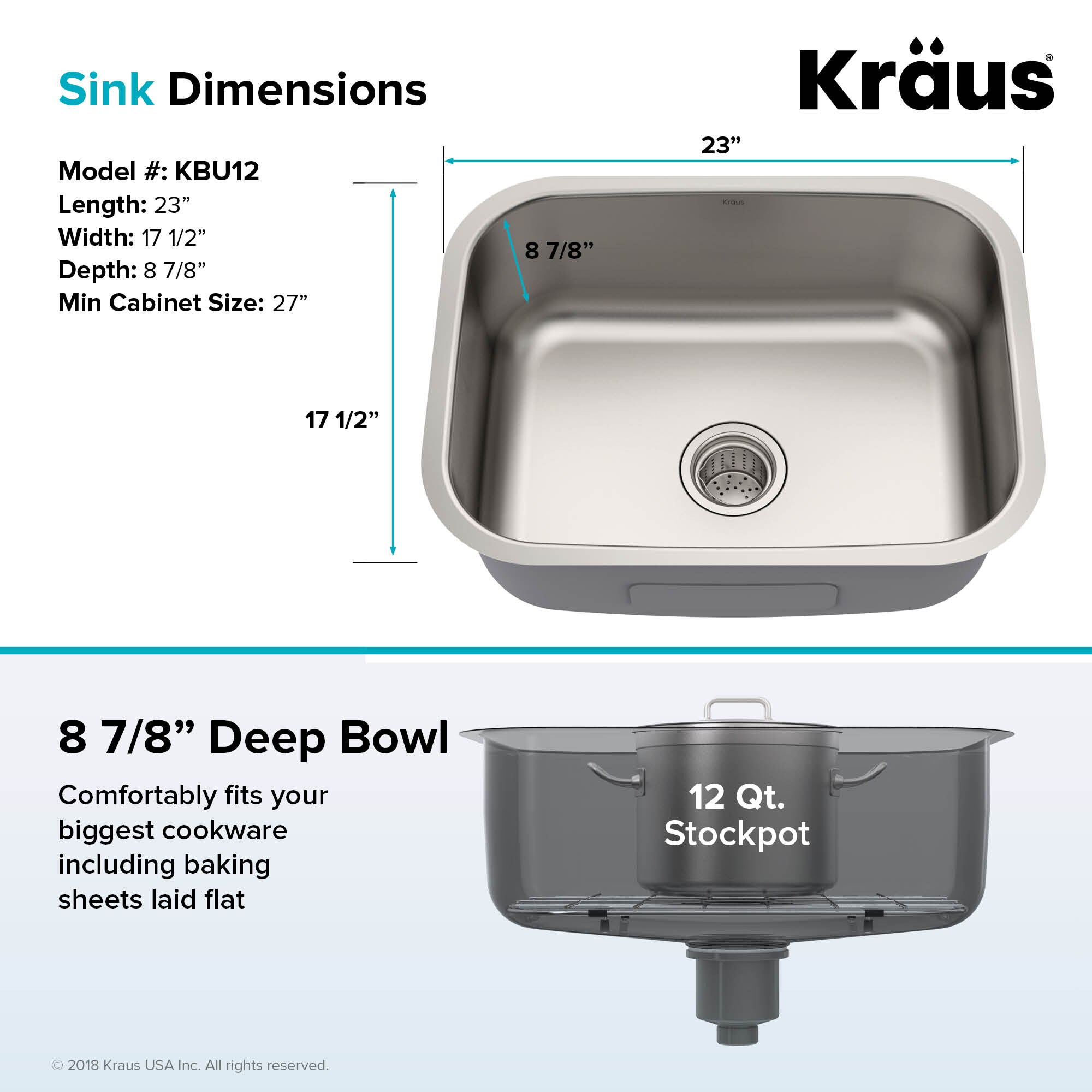 Kraus 23-Inch Satin Stainless Steel Undermount Single Bowl Kitchen Sink