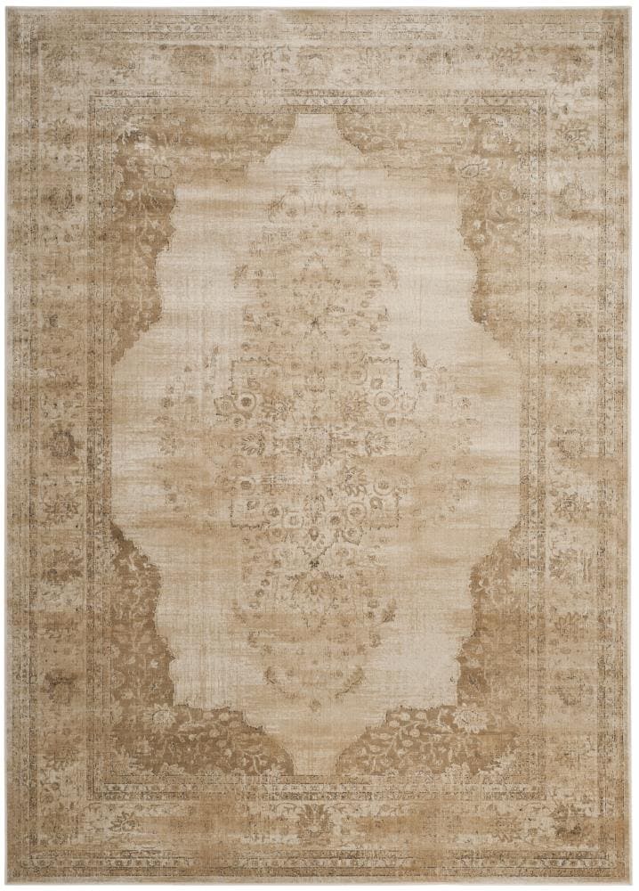 Safavieh VTG122-3440-6 Vintage Kaira 7 x 9 (ft) Loomed Synthetic Creme Rectangular Indoor Distressed/Overdyed Oriental Area rug