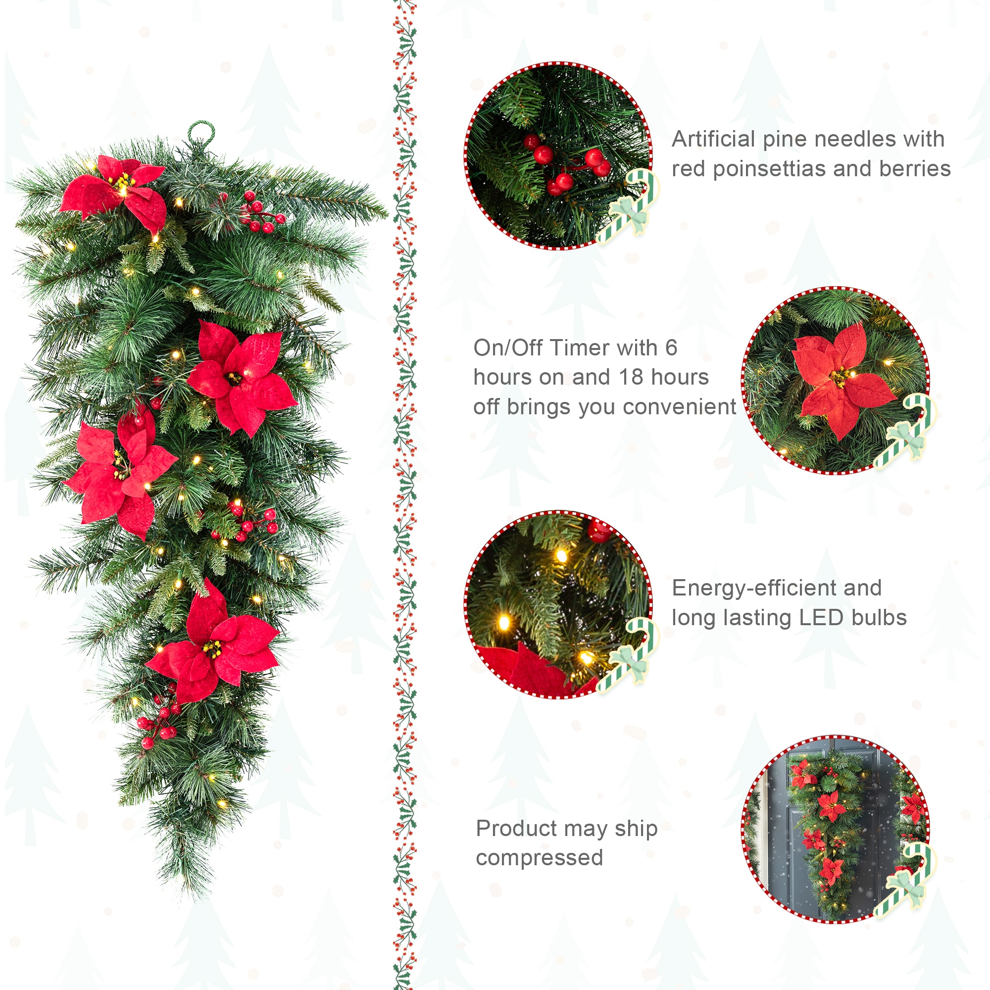 Glitzhome 2016000028 Artificial-Christmas-Garland - View #6